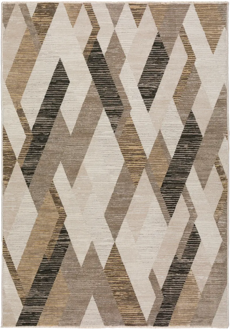 Denizi 8 x 10 Geometric Putty Area Rug