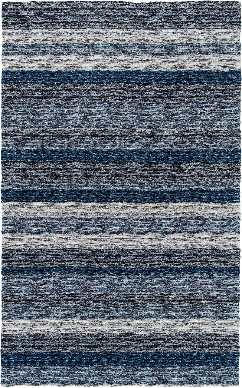 Joplin 5 x 8 Striped Shag Indigo Blue Area Rug