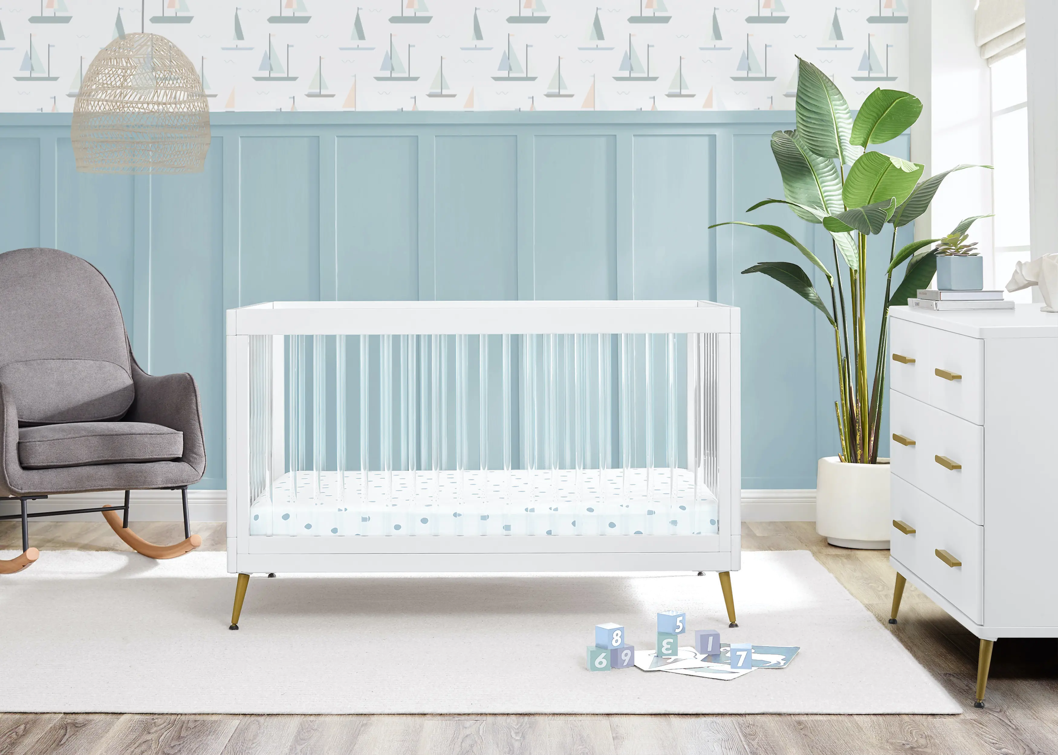 Sloane White Acrylic 4-in-1 Convertible Crib-2