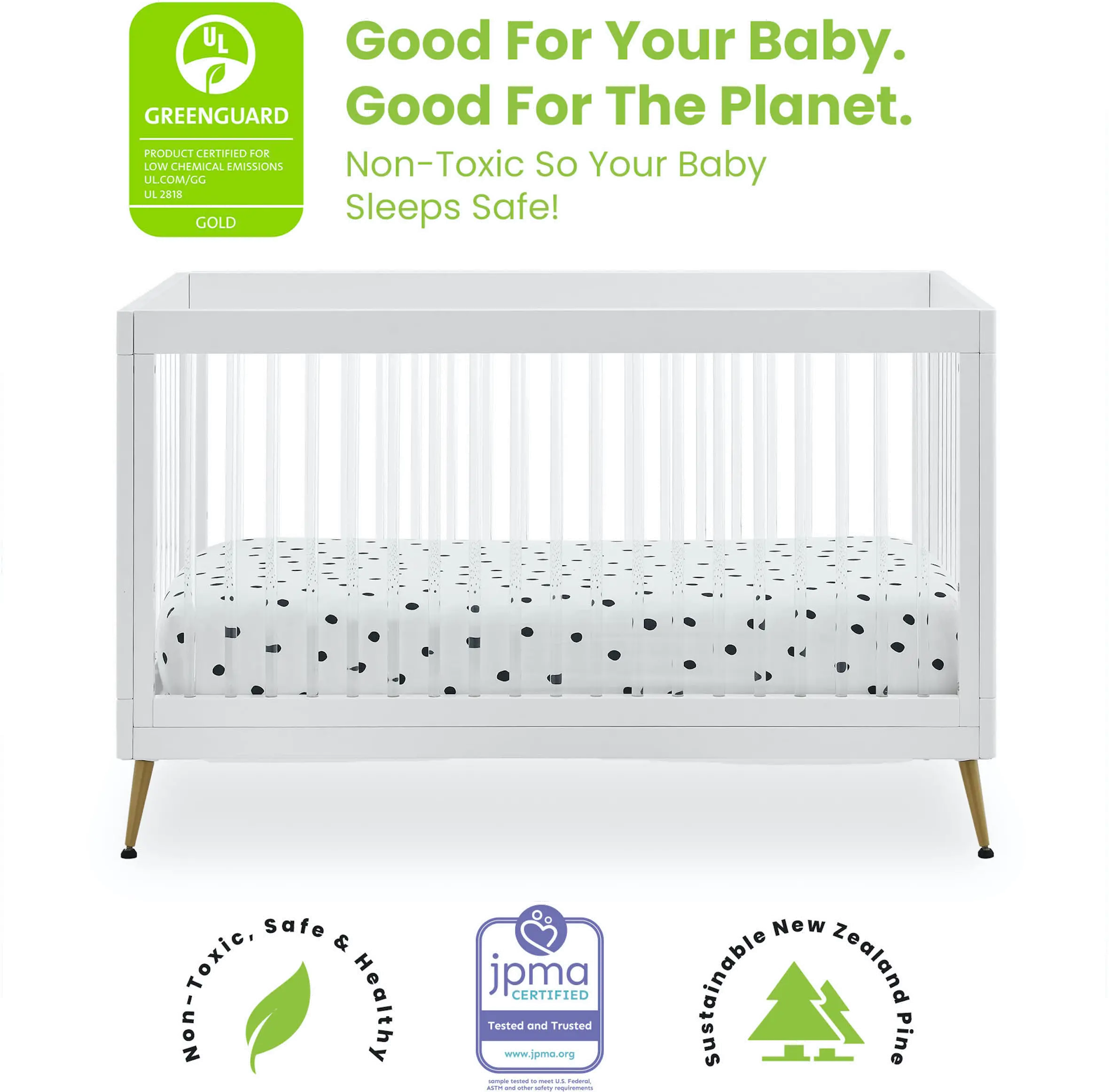 Sloane White Acrylic 4-in-1 Convertible Crib-9