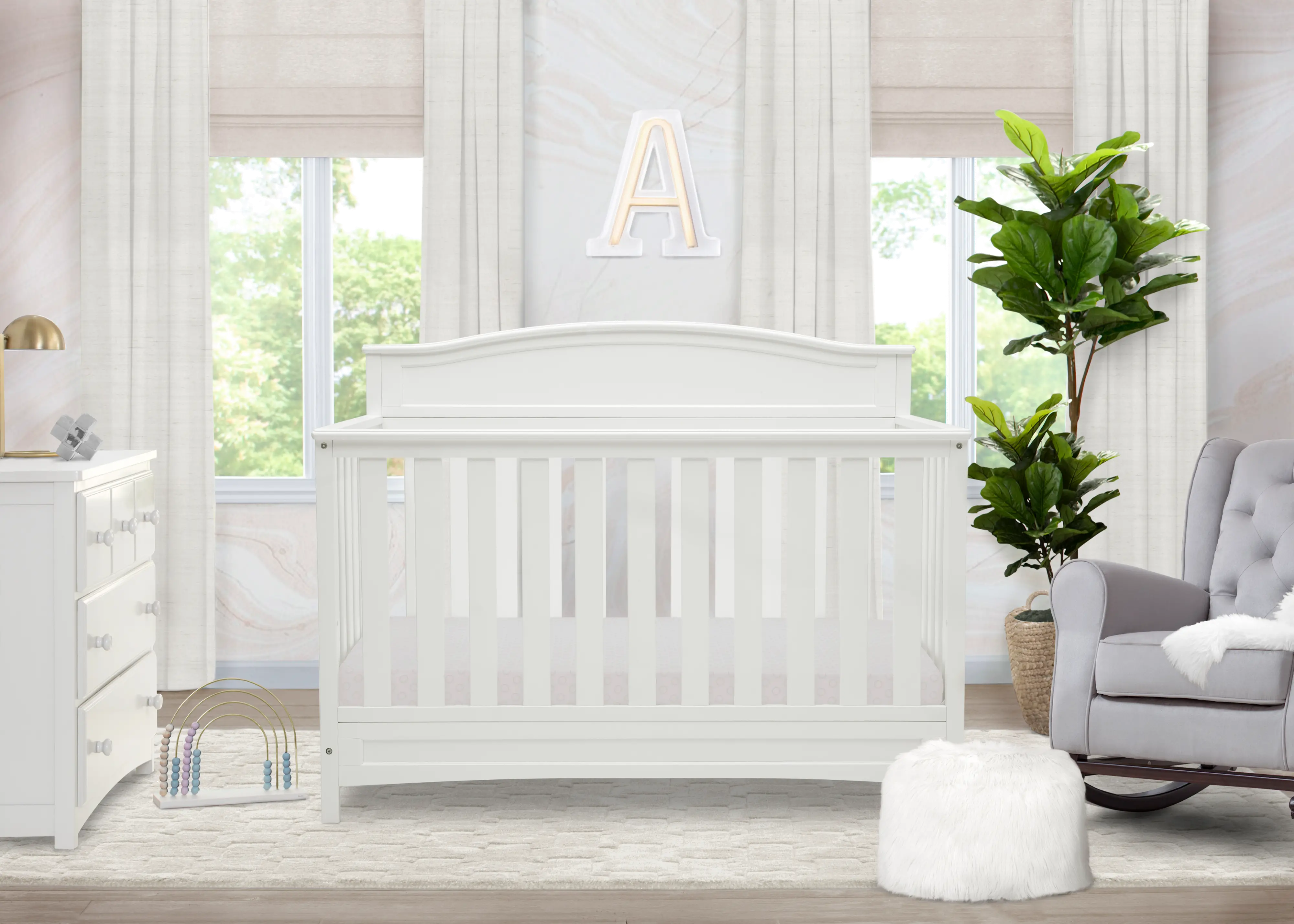 Emery White 4-in-1 Convertible Crib-1