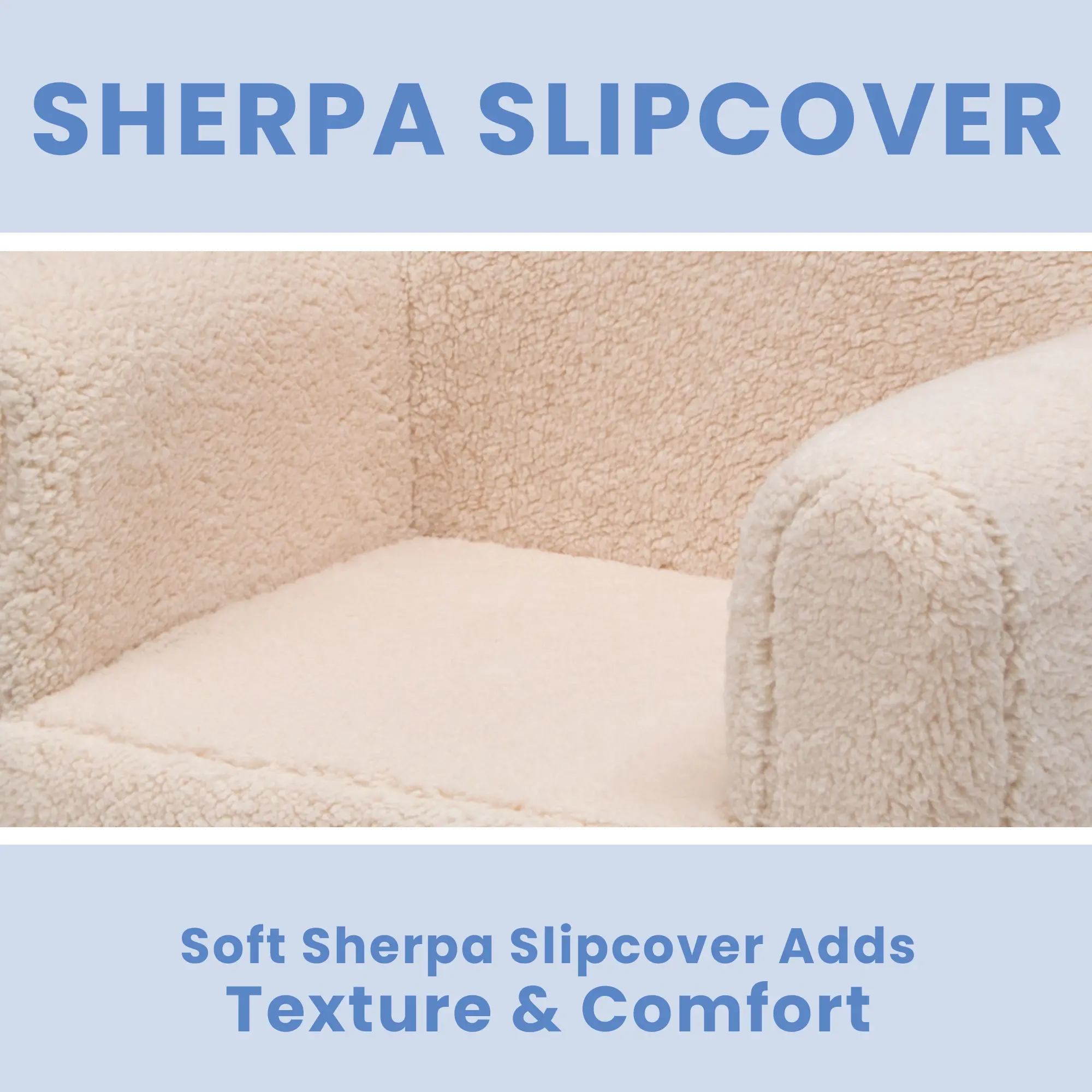 Cozee Kids Cream Sherpa Chair-3