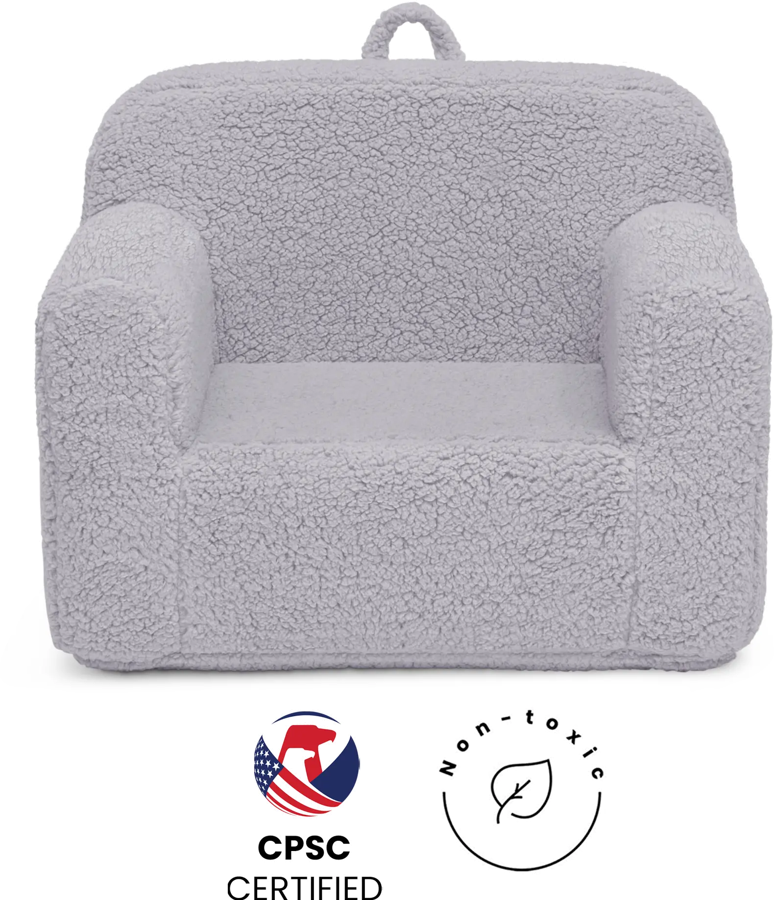 Cozee Kids Gray Sherpa Chair-6