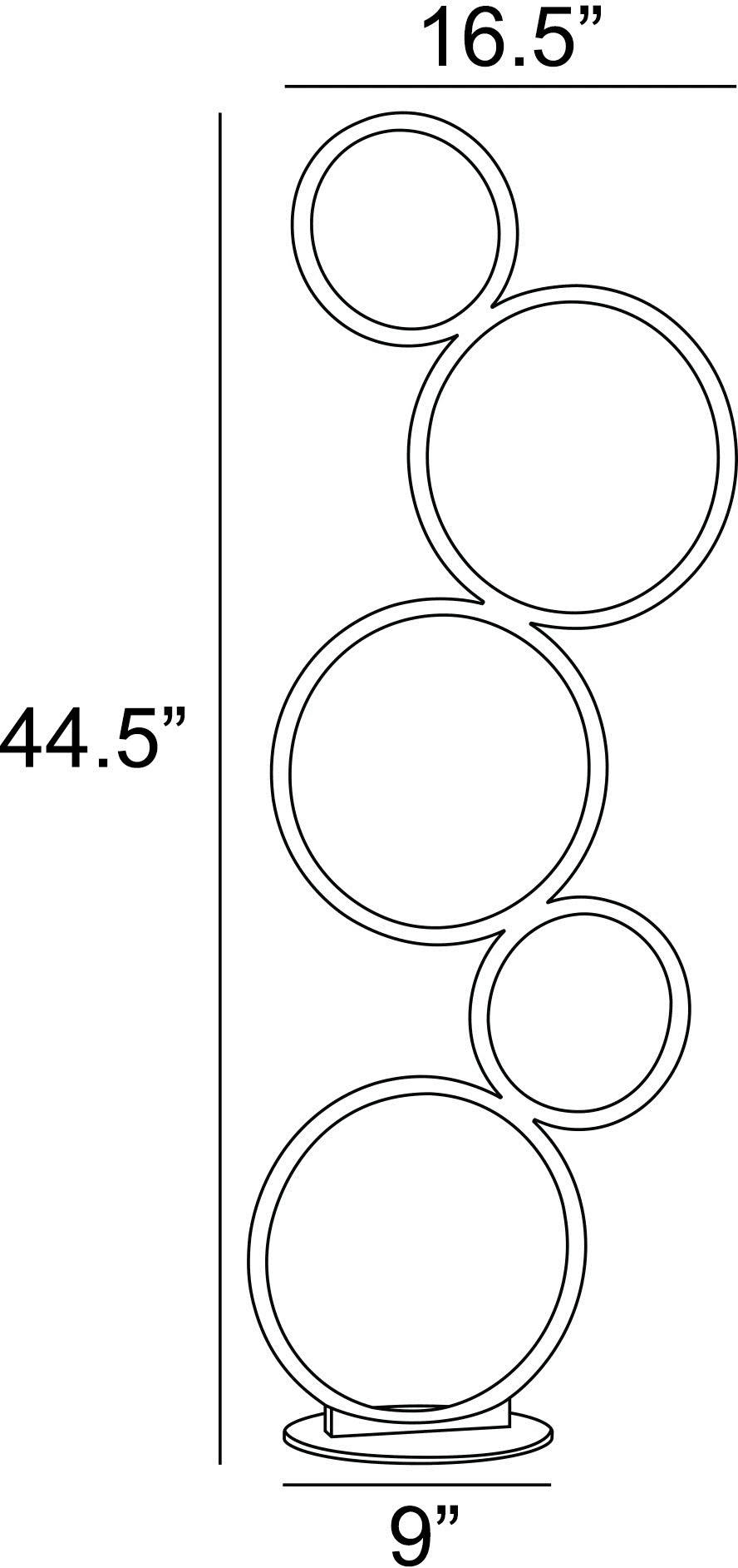 45 Inch Black LED Rings Floor Lamp-4