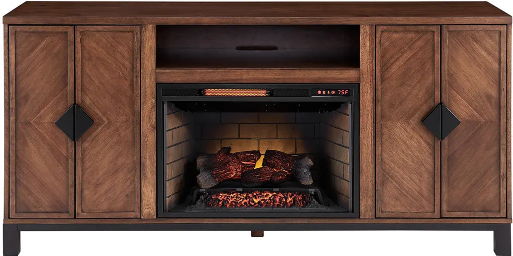 Riverbrook 66  Walnut Brown Fireplace TV Stand-1