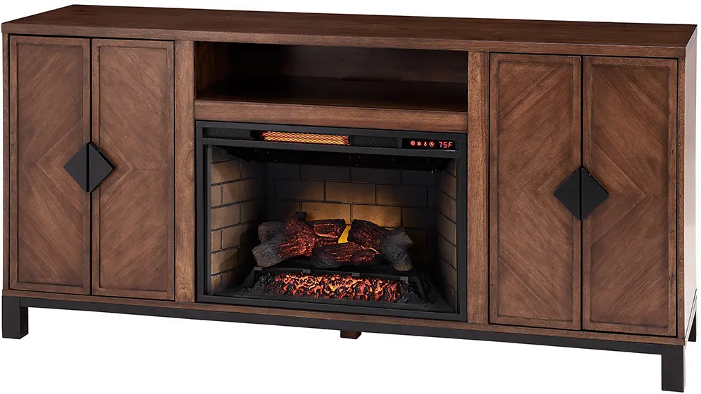 Riverbrook 66  Walnut Brown Fireplace TV Stand-5