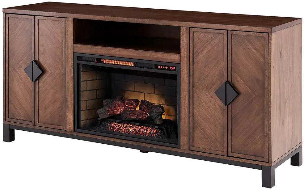 Riverbrook 66  Walnut Brown Fireplace TV Stand-6