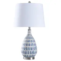 29  White and Cobalt Blue Ceramic Table Lamp