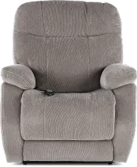 Velvety Natural Light Gray Power Lift Recliner