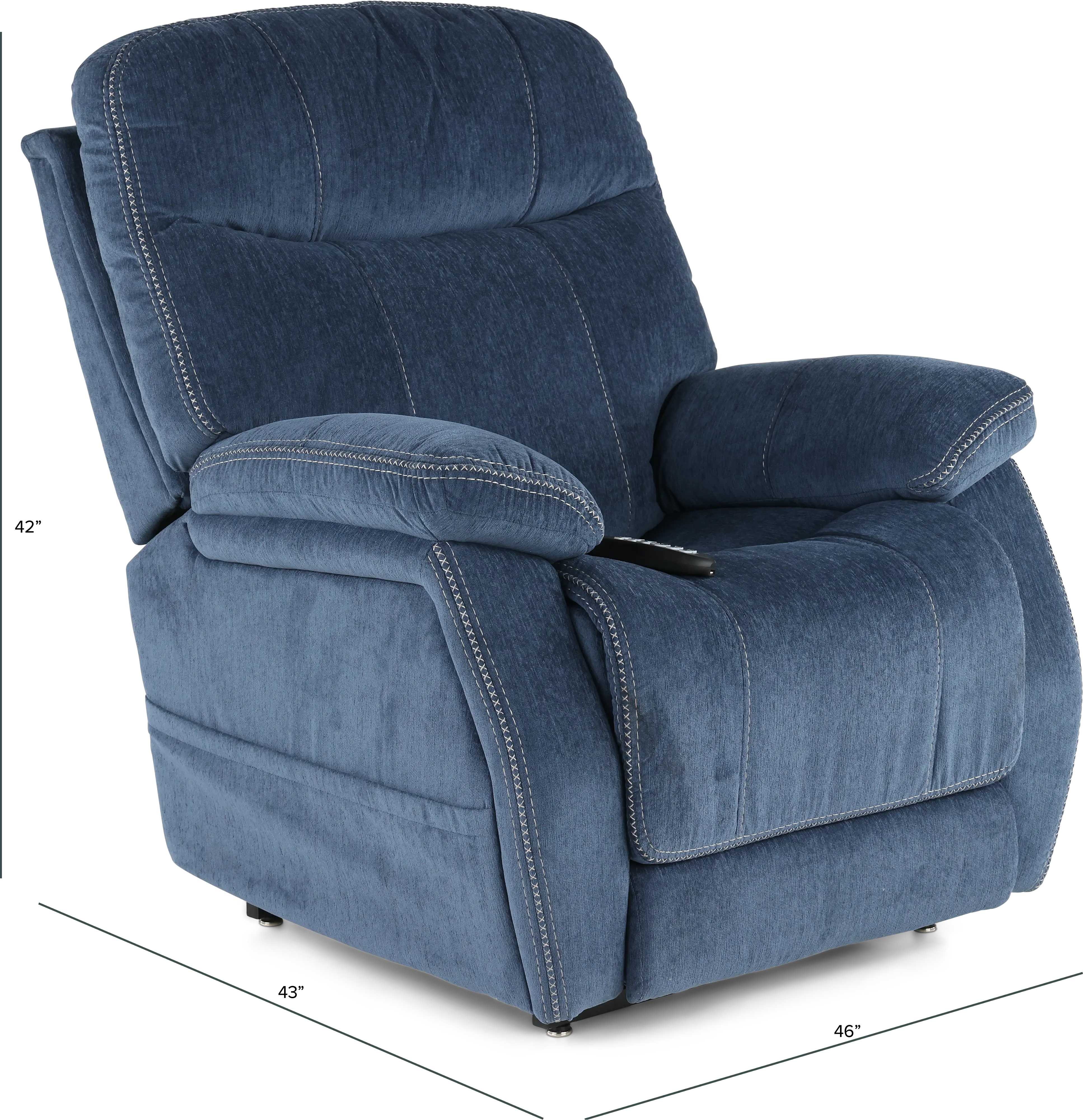 Velvety Navy Blue Power Lift Recliner-2