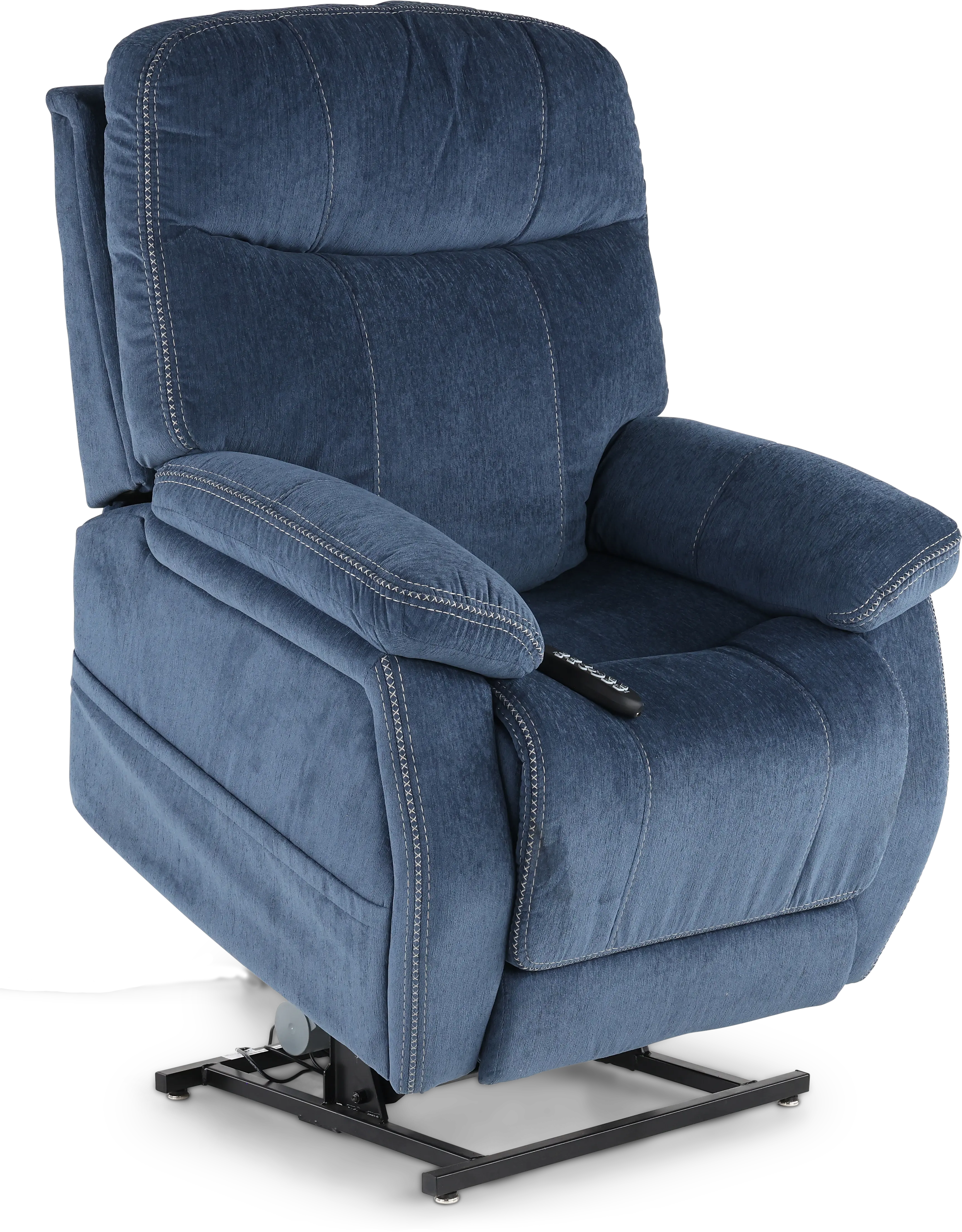 Velvety Navy Blue Power Lift Recliner-6