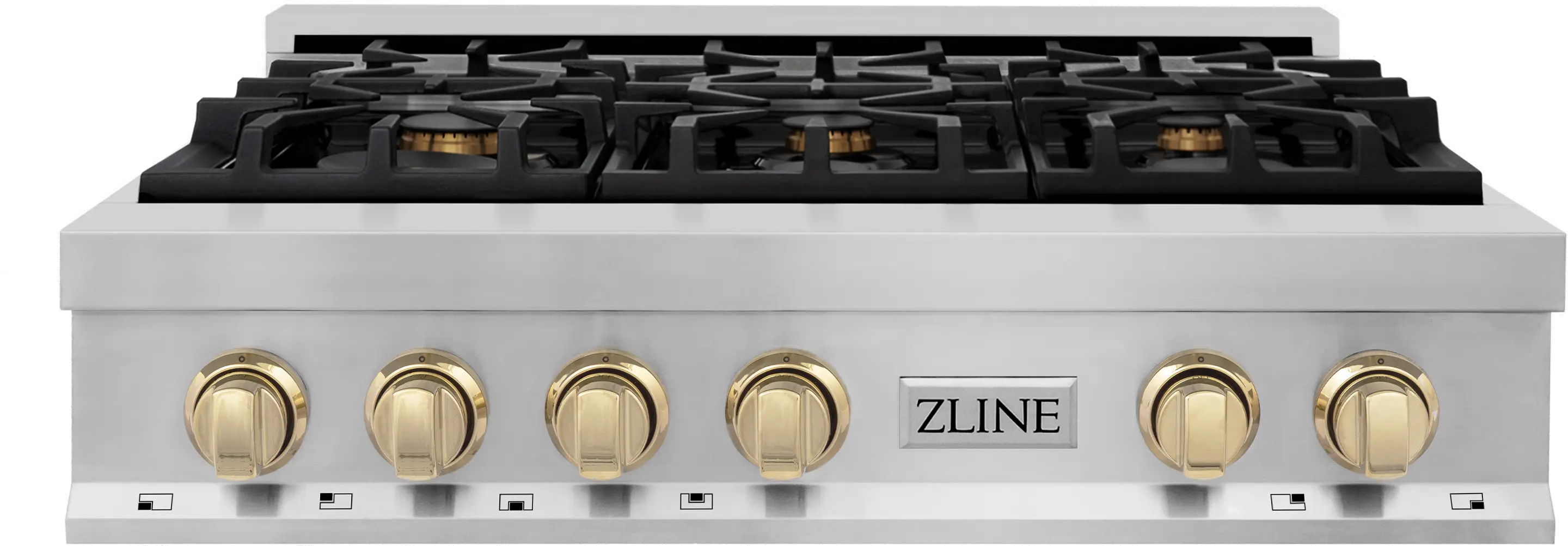 RTZ-36-G ZLINE Autograph Edition Gas Rangetop -  Stainless Steel, Gold 36 Inch-1