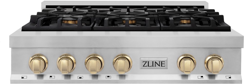 ZLINE Autograph Edition Gas Rangetop -  Stainless Steel Gold 36 Inch