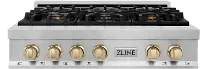 RTZ-36-G ZLINE Autograph Edition Gas Rangetop -  Stainless Steel, Gold 36 Inch