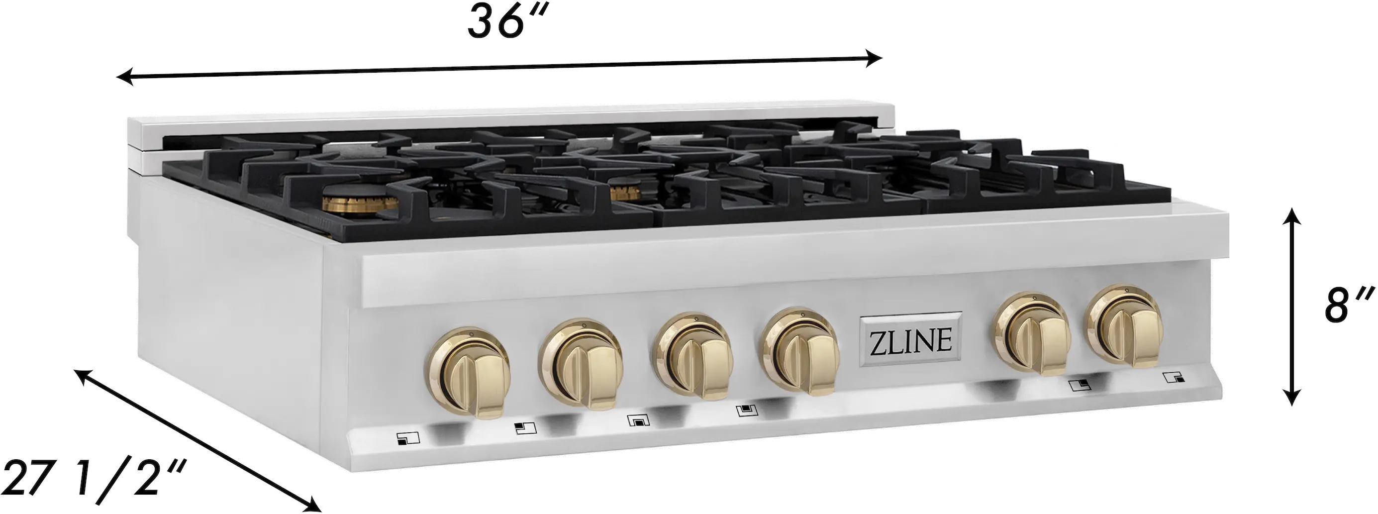 RTZ-36-G ZLINE Autograph Edition Gas Rangetop -  Stainless Steel, Gold 36 Inch-7