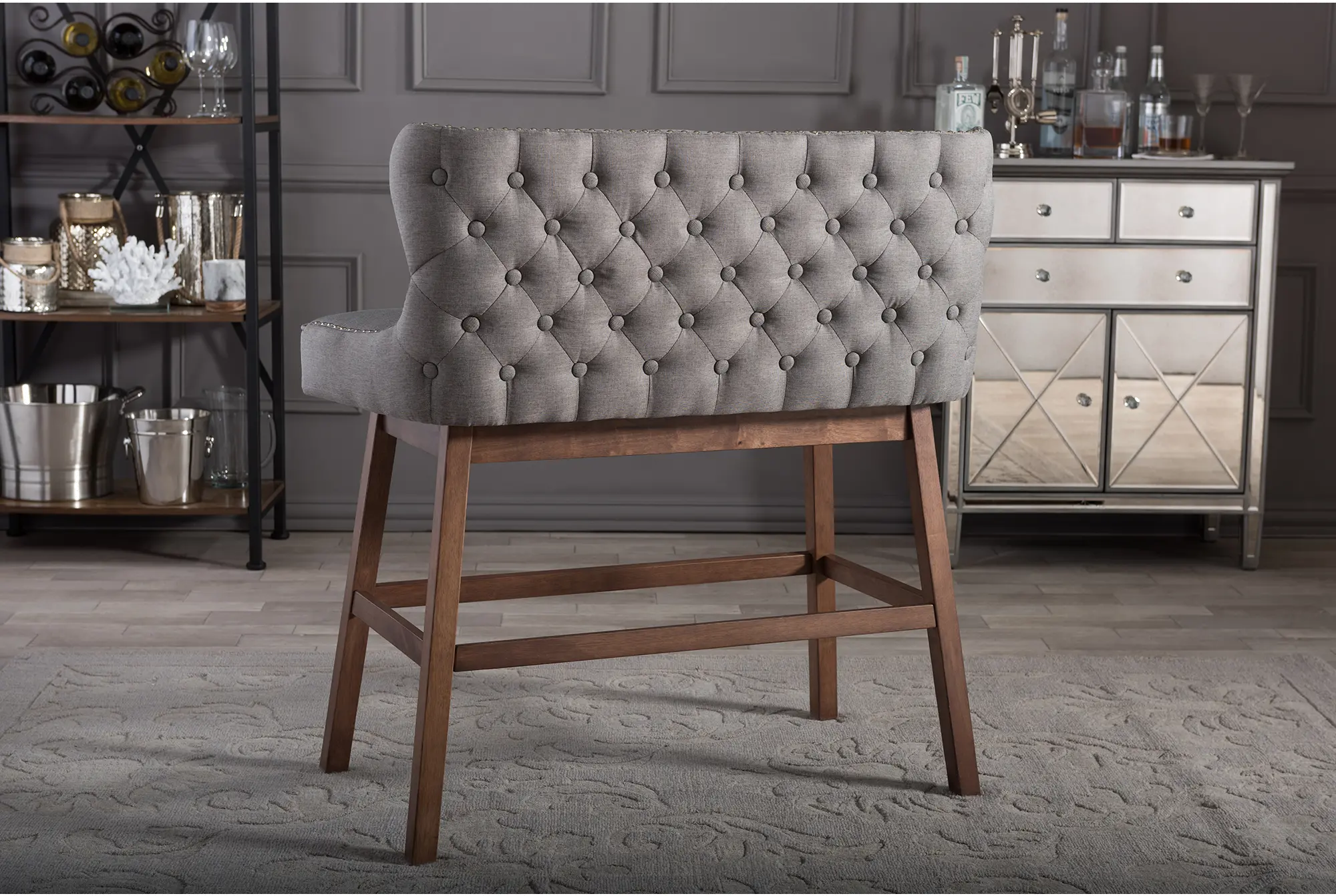 122-6753-RCW Gradisca Gray Bar Height Dining Bench-1