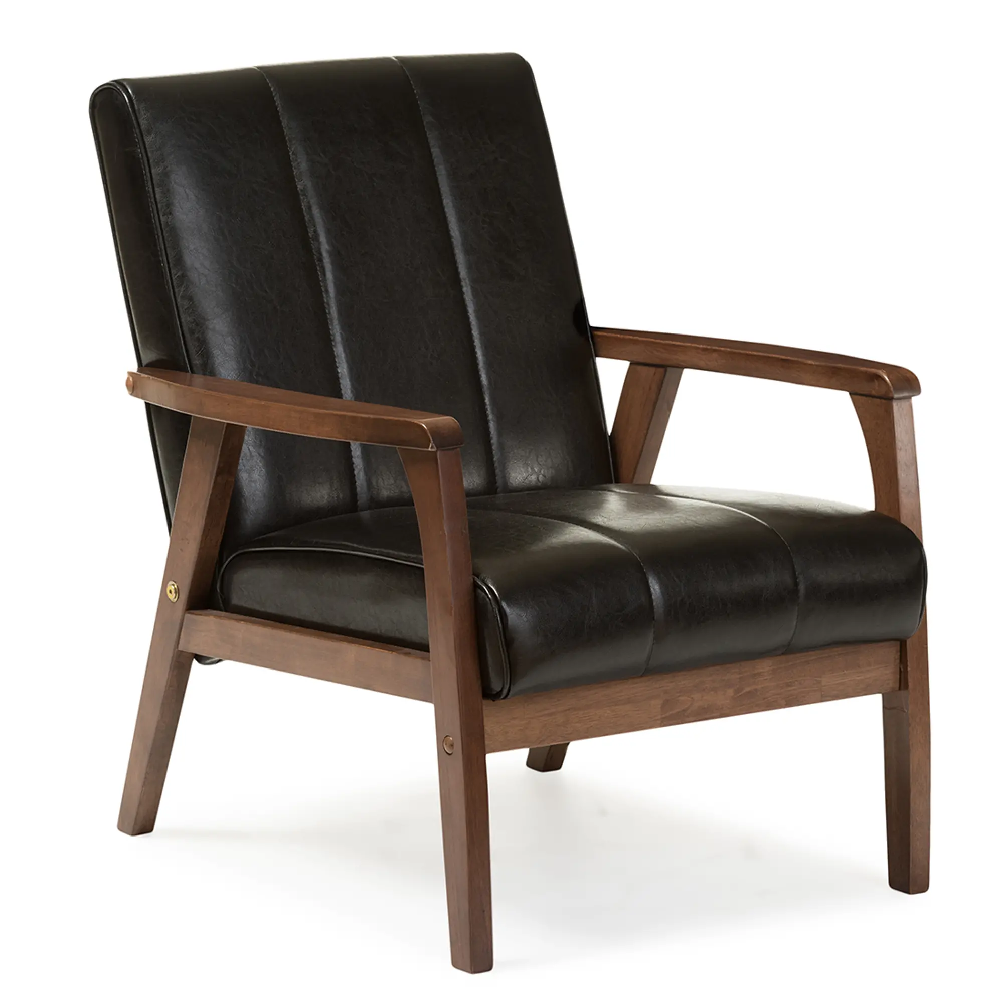 121-6744-RCW Nikko Black Faux Leather Lounge Chair-1