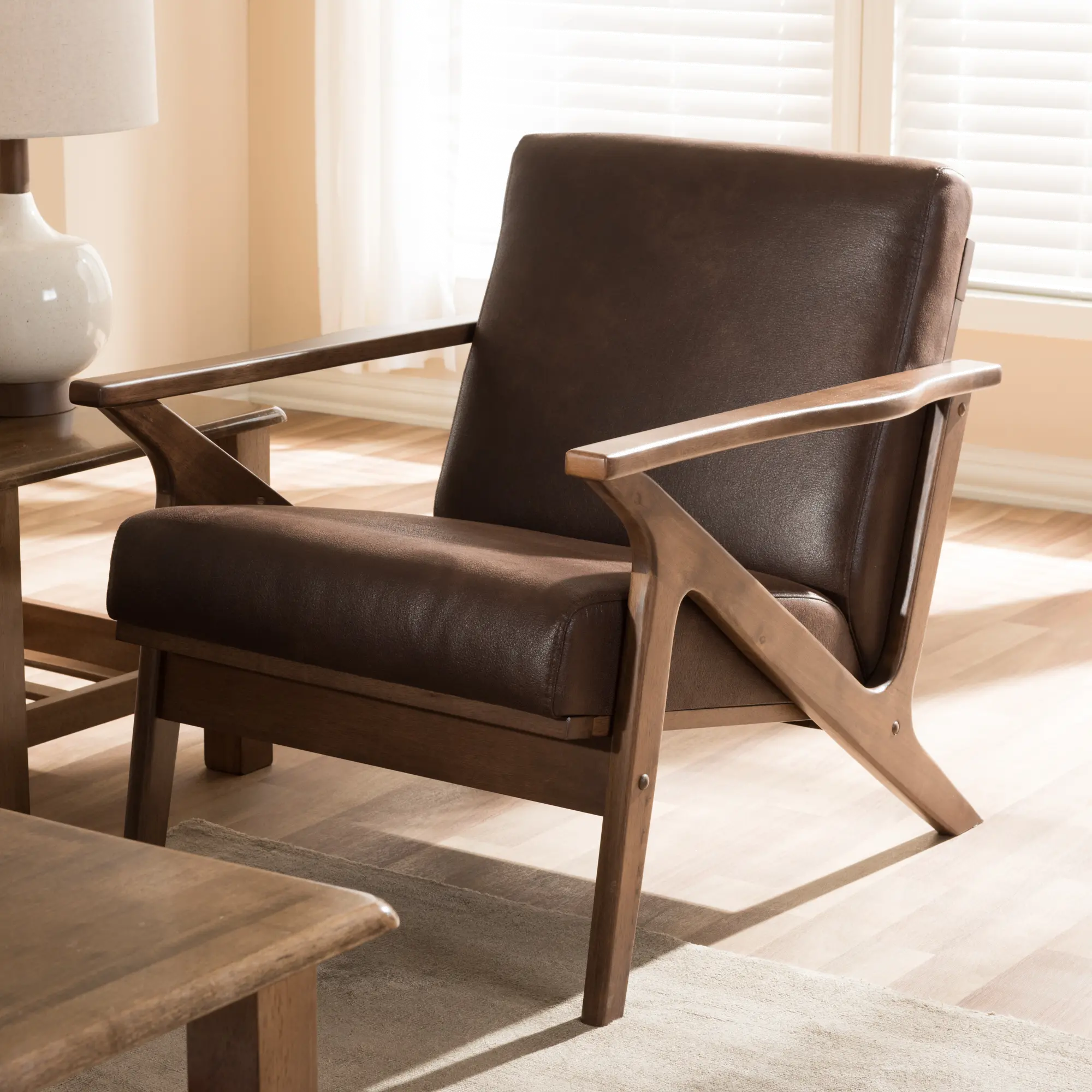 140-7544-RCW Bianca Dark Brown Faux Leather Lounge Chair-2
