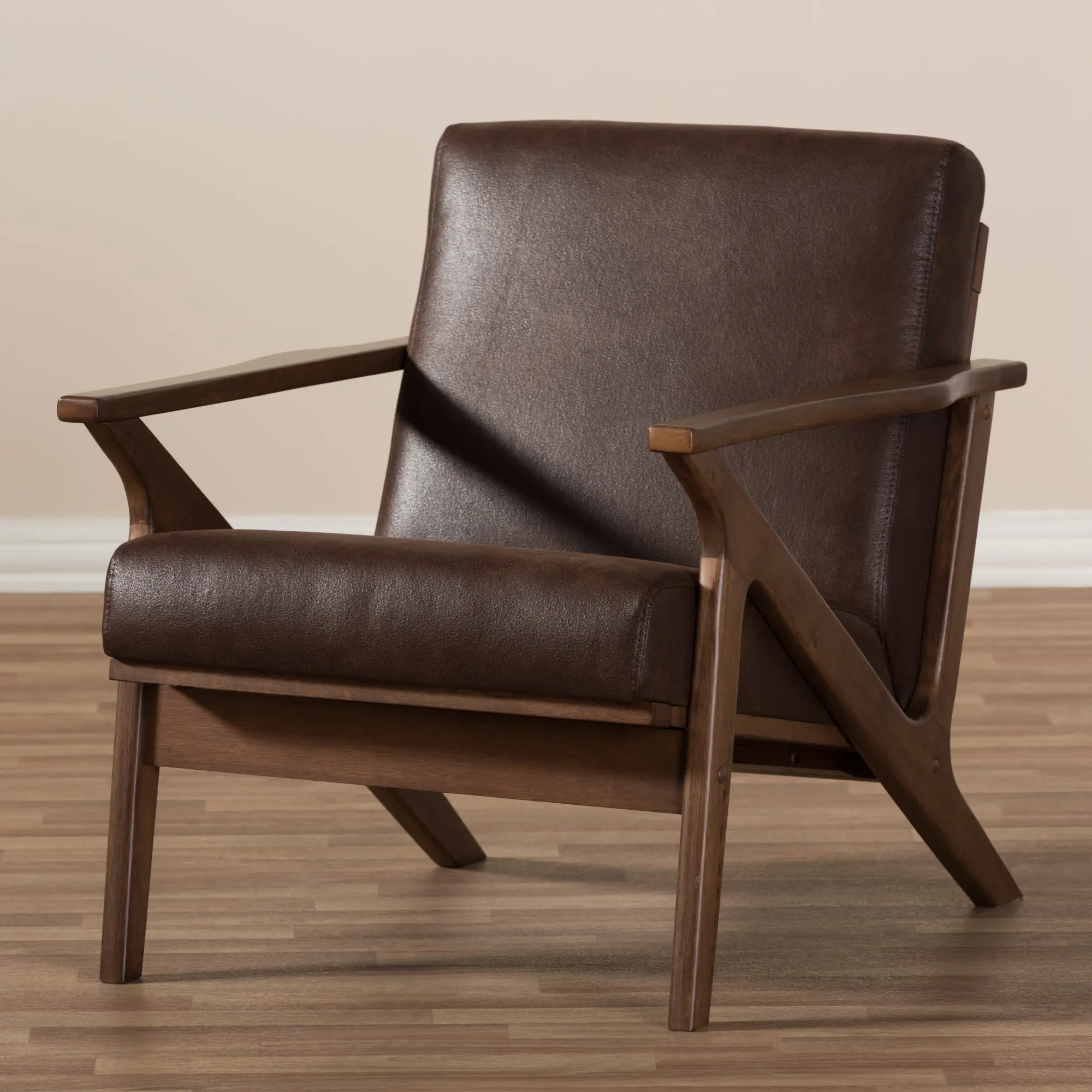 140-7544-RCW Bianca Dark Brown Faux Leather Lounge Chair-3
