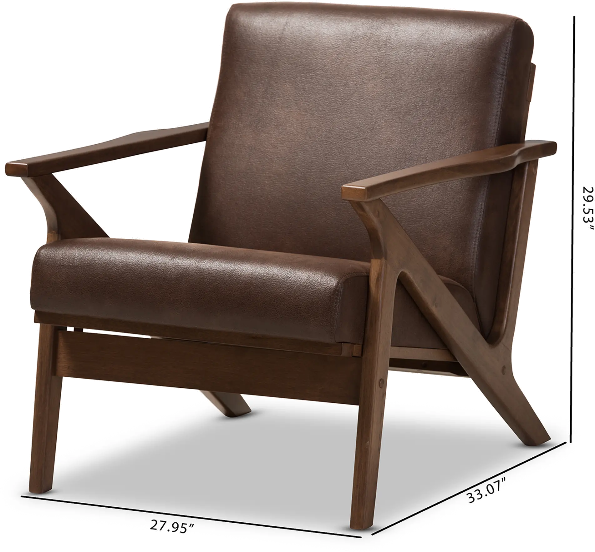 140-7544-RCW Bianca Dark Brown Faux Leather Lounge Chair-7
