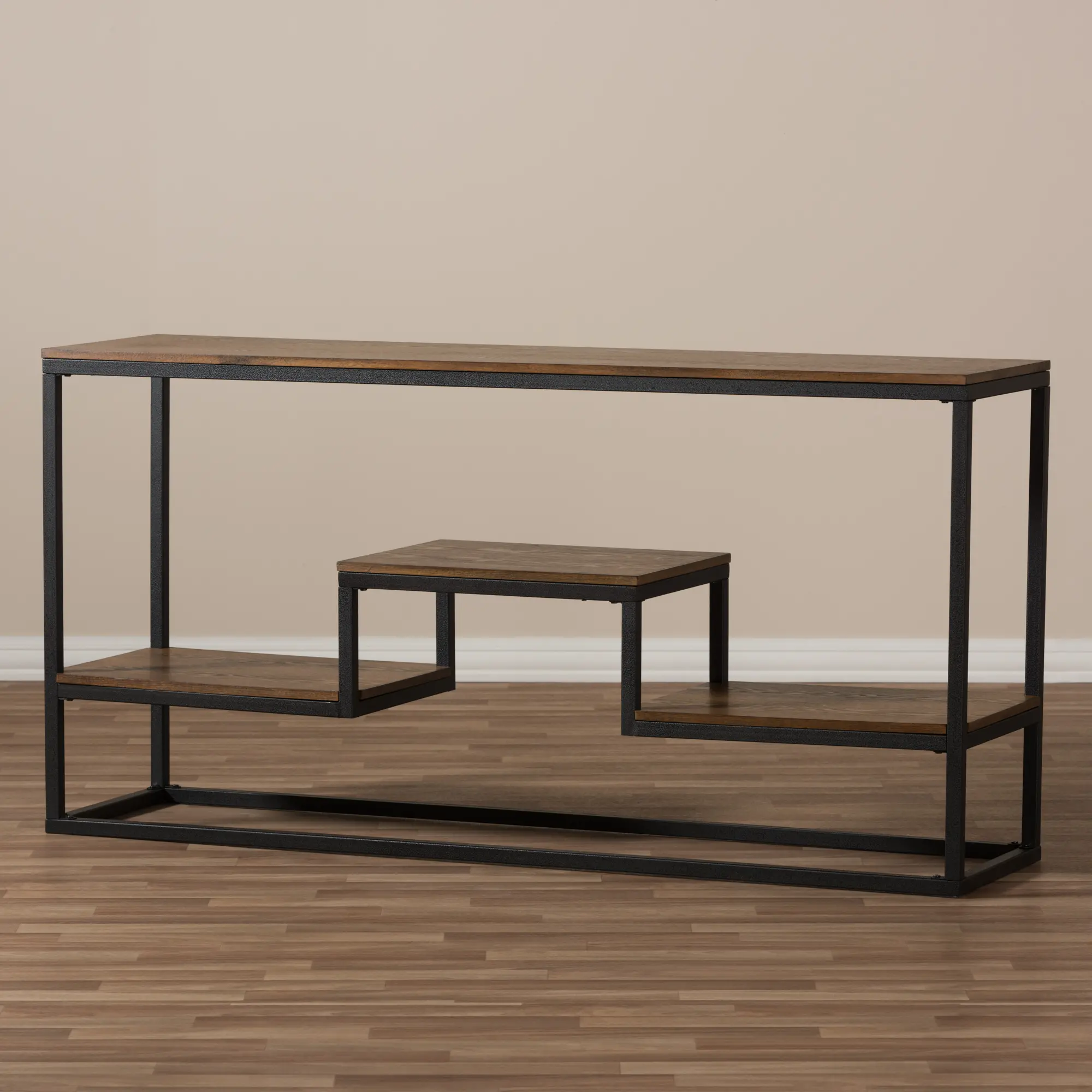 131-7194-RCW Doreen Industrial Weathered Oak Console Table-3
