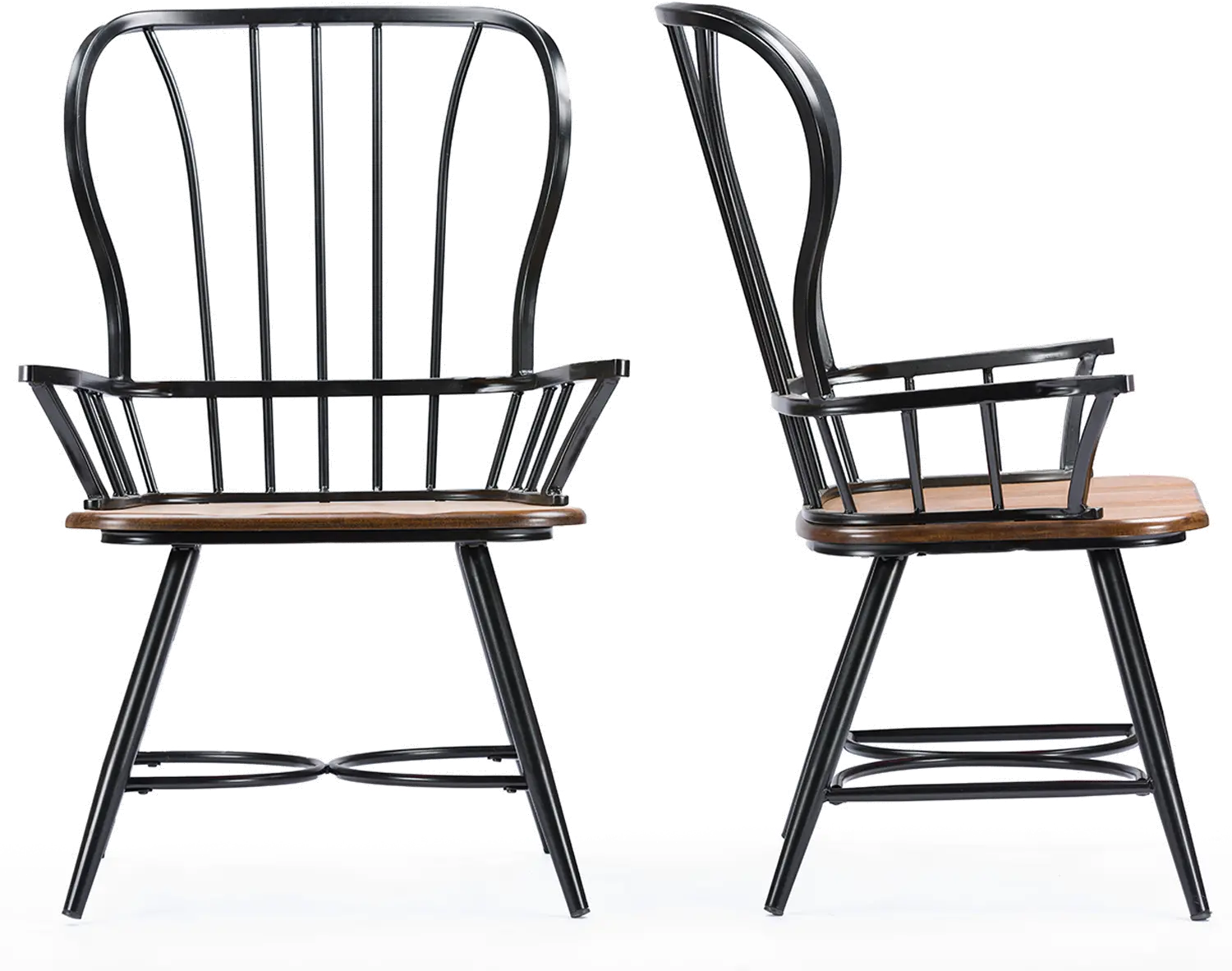 113-6127-RCW Longford Black Metal Dining Armchair (Set of 2)-1