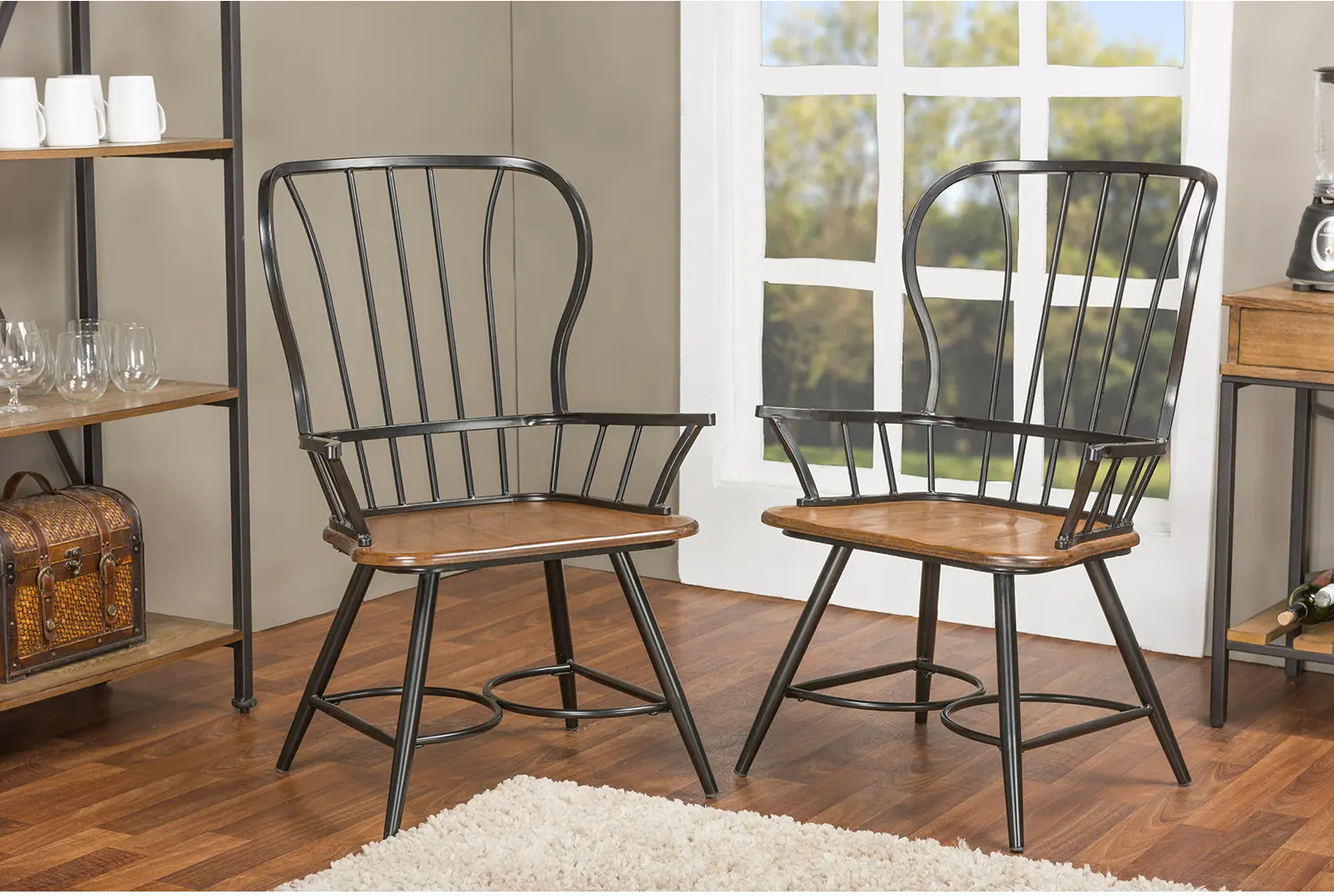 113-6127-RCW Longford Black Metal Dining Armchair (Set of 2)-2