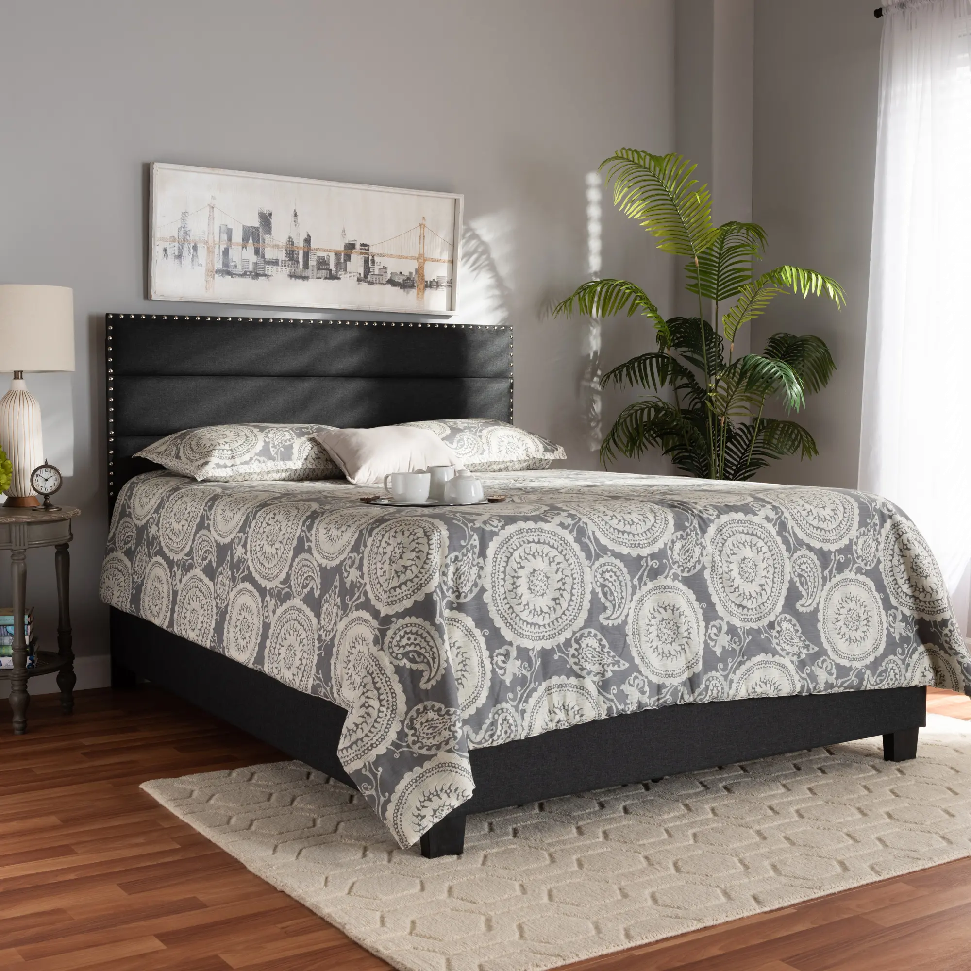 159-9760-RCW Ansa Dark Gray Upholstered Queen Bed-2