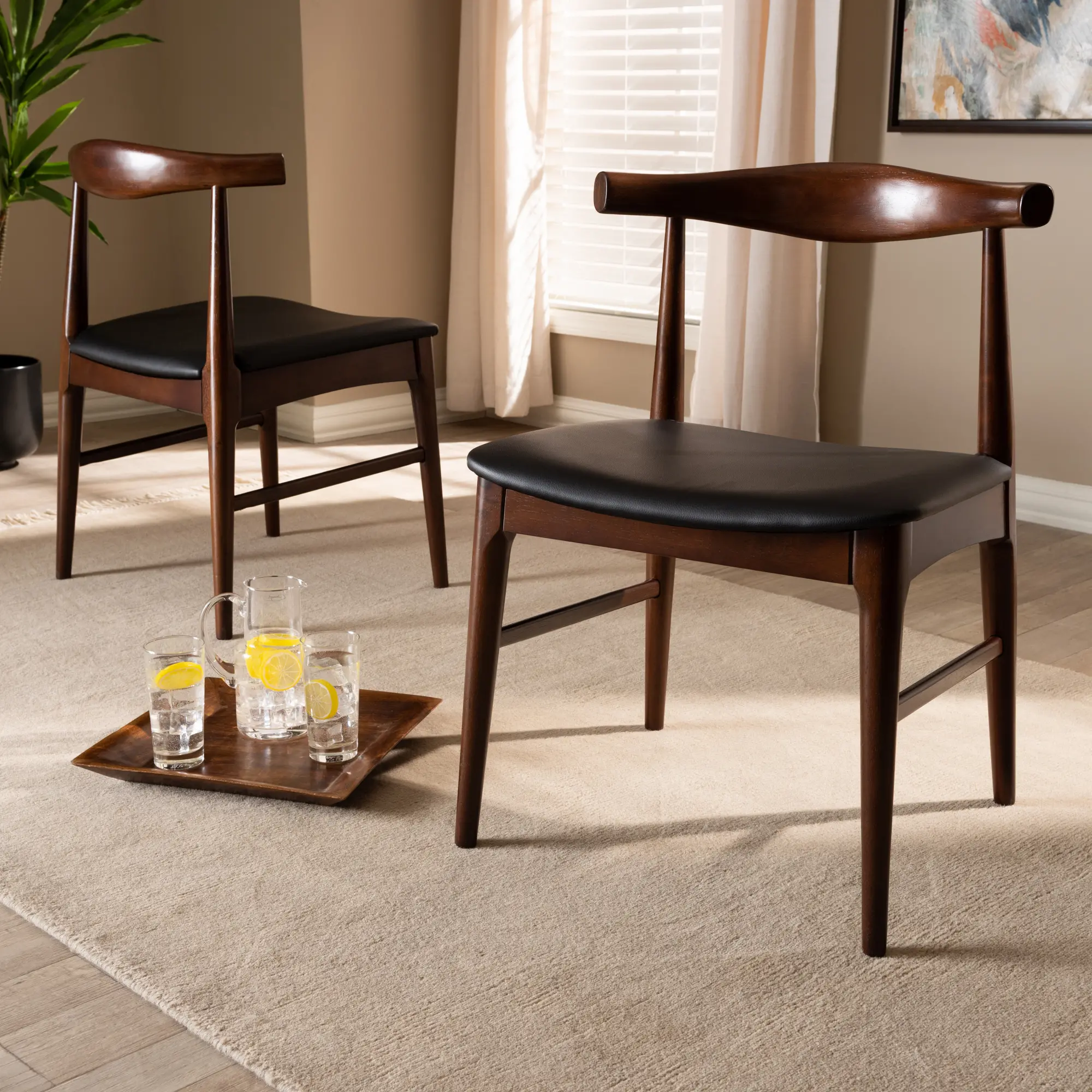 155-9546-RCW Eira Dark Brown Dining Room Chair (Set of 2)-2