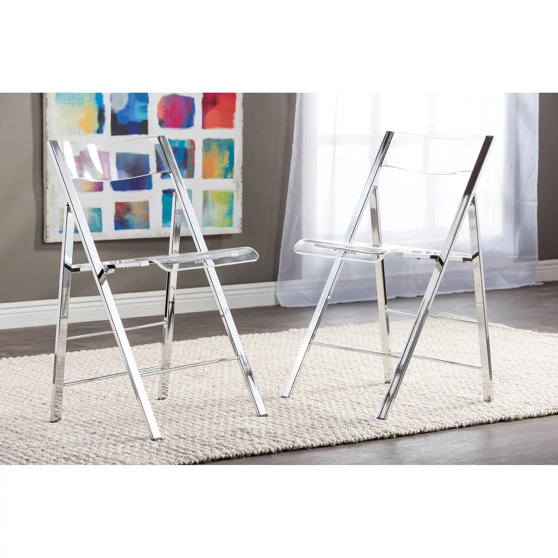 A-2074-RCW Acrylic Foldable Chair, Set of 2-2