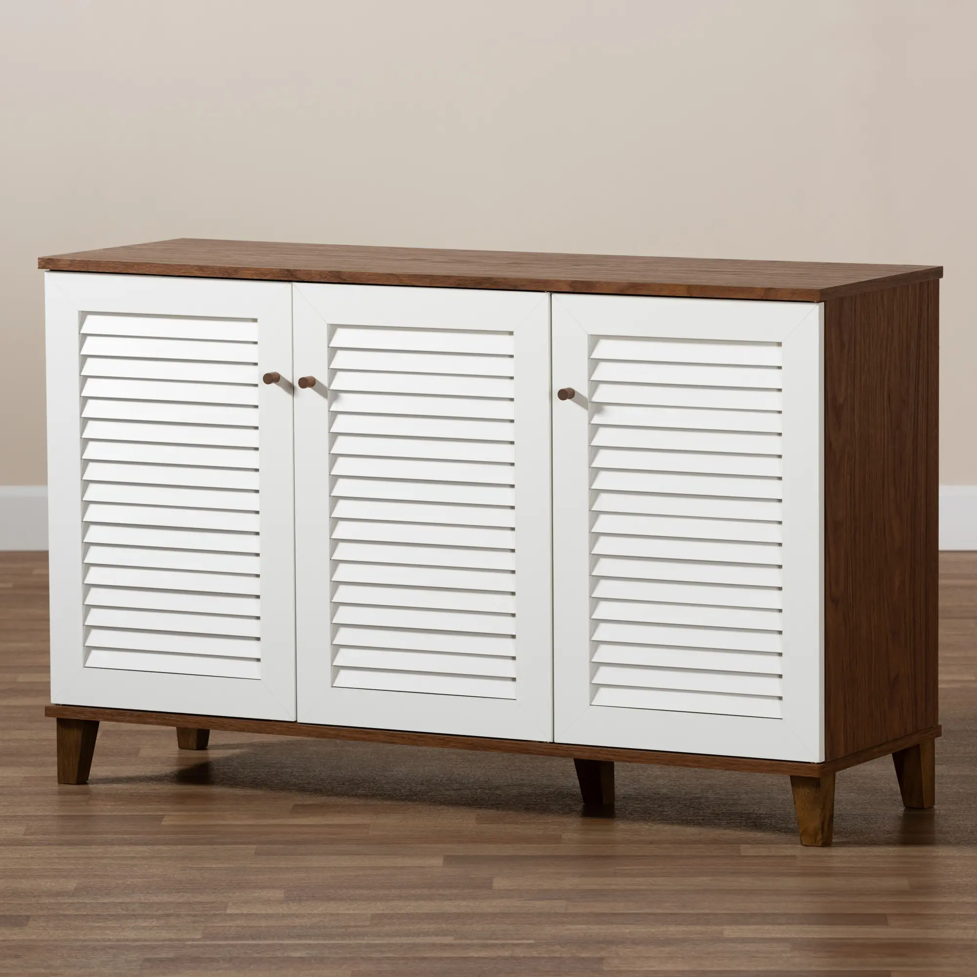 163-10395-RCW Coolidge Walnut & White Shoe Storage Cabinet-4