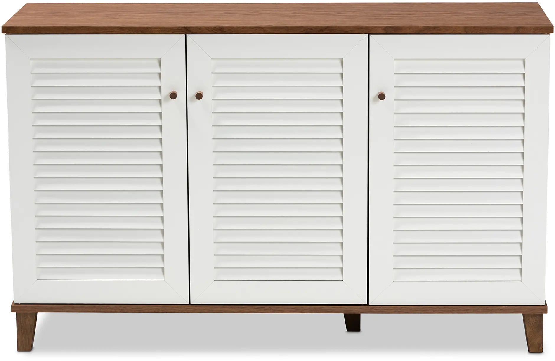 163-10395-RCW Coolidge Walnut & White Shoe Storage Cabinet-1