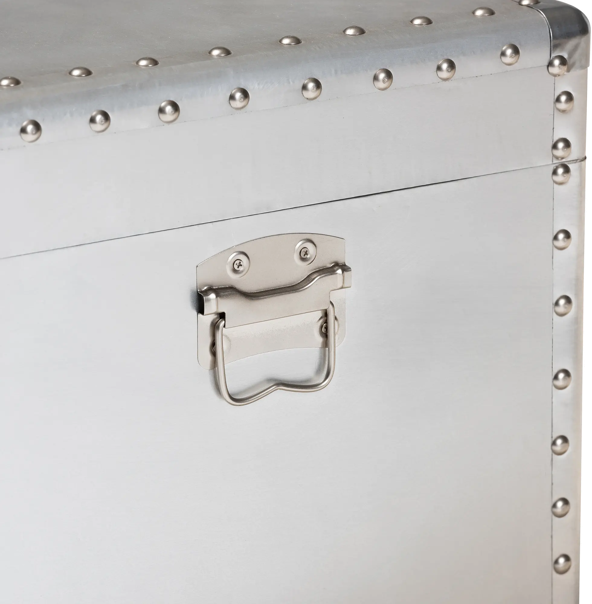 160-10246-RCW Serge French Industrial Silver Metal Storage Trunk-10