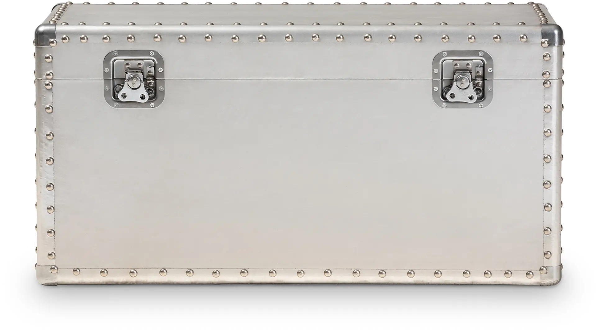 160-10246-RCW Serge French Industrial Silver Metal Storage Trunk-1