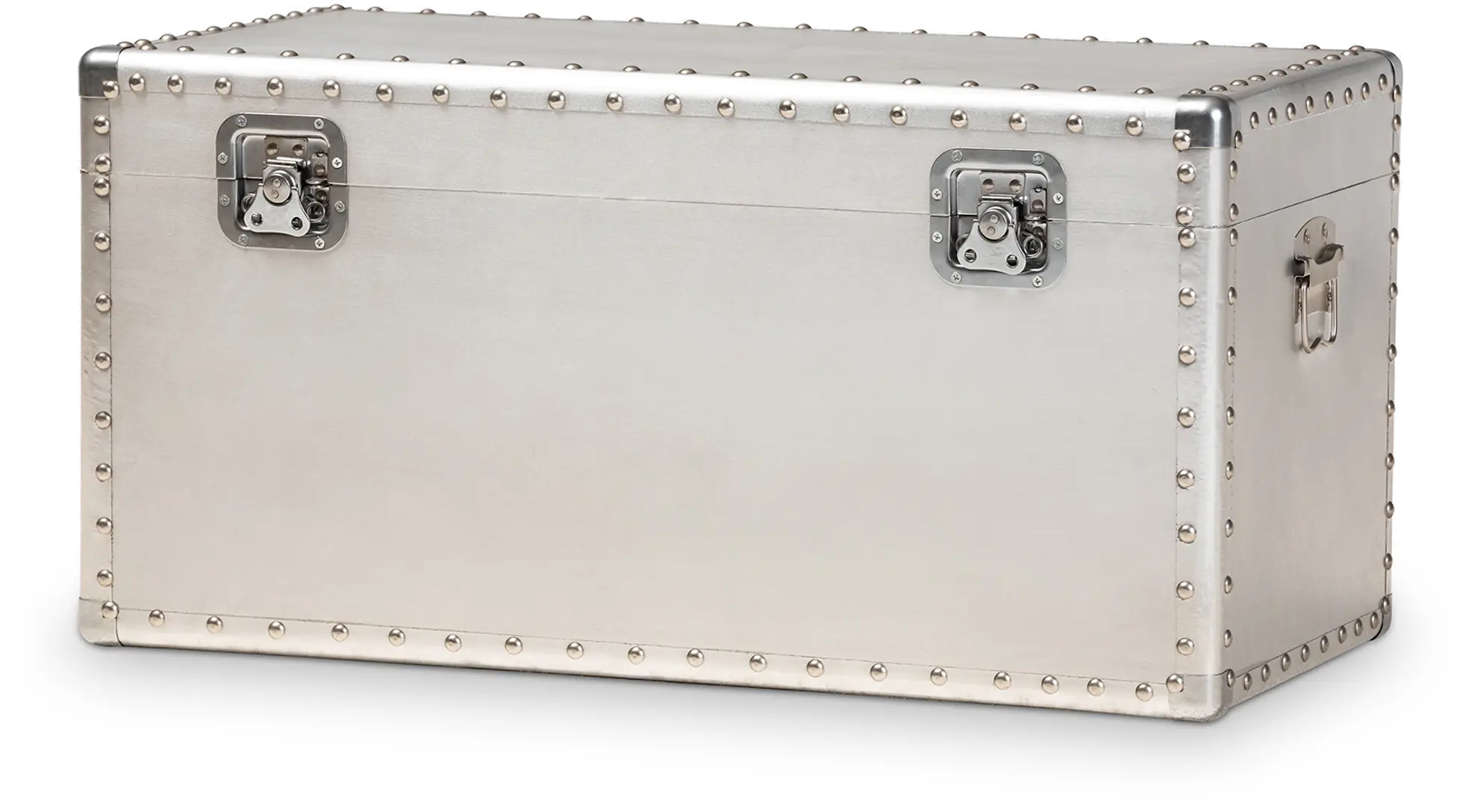 160-10246-RCW Serge French Industrial Silver Metal Storage Trunk-4