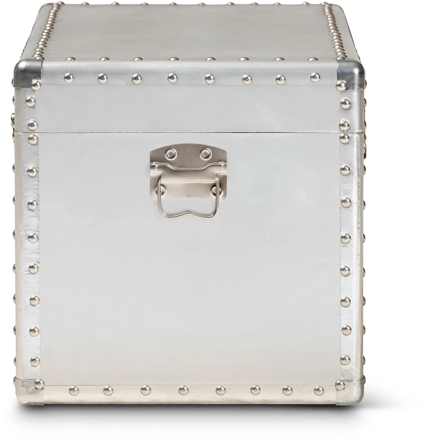 160-10246-RCW Serge French Industrial Silver Metal Storage Trunk-6