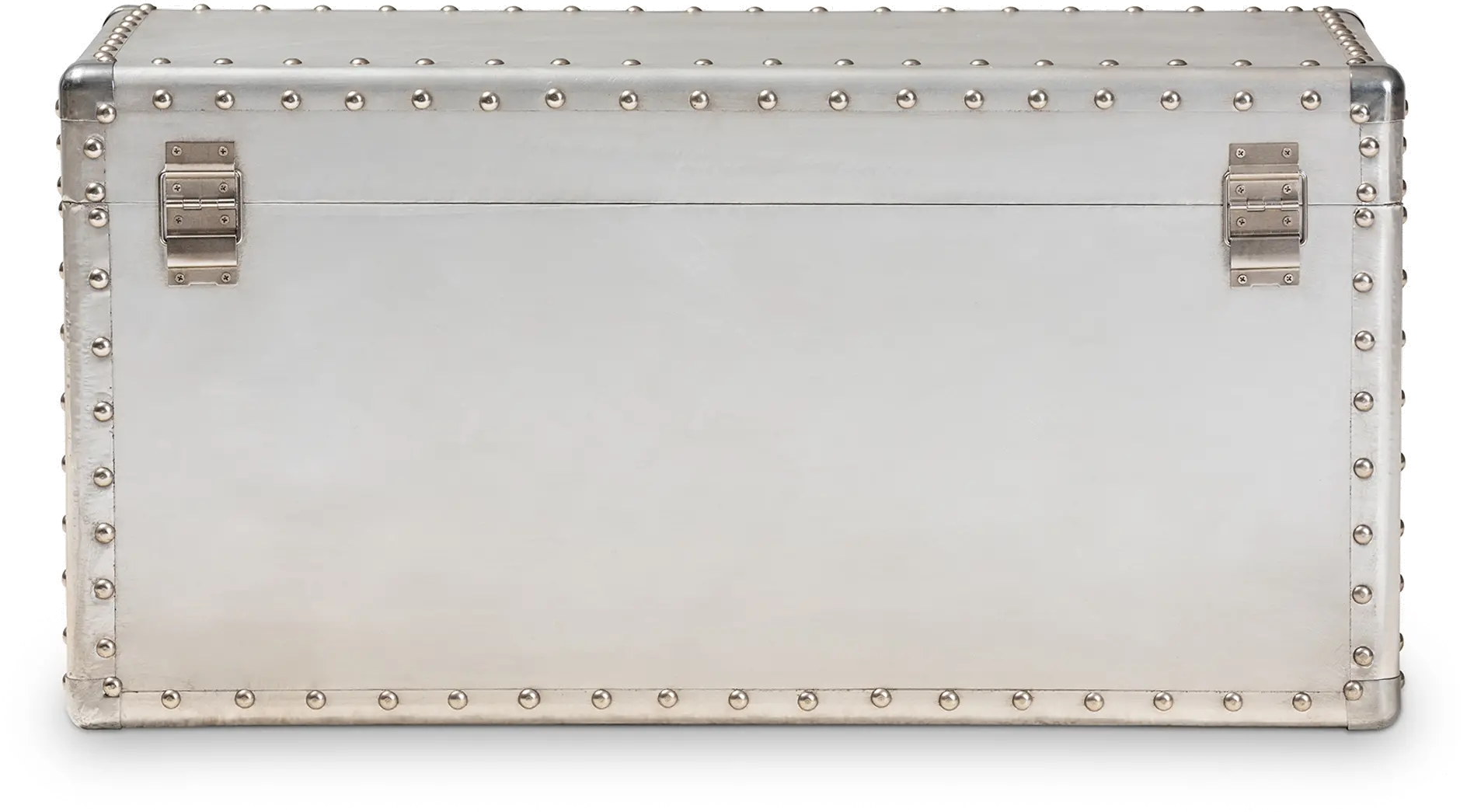 160-10246-RCW Serge French Industrial Silver Metal Storage Trunk-7