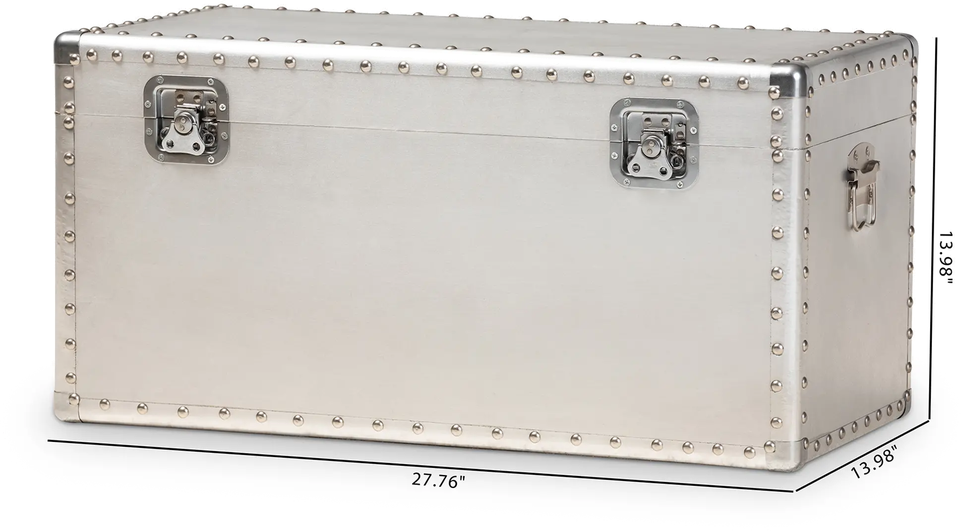 160-10246-RCW Serge French Industrial Silver Metal Storage Trunk-8