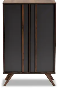 168-10758-RCW Naoki Gray and Walnut Wood Shoe Cabinet
