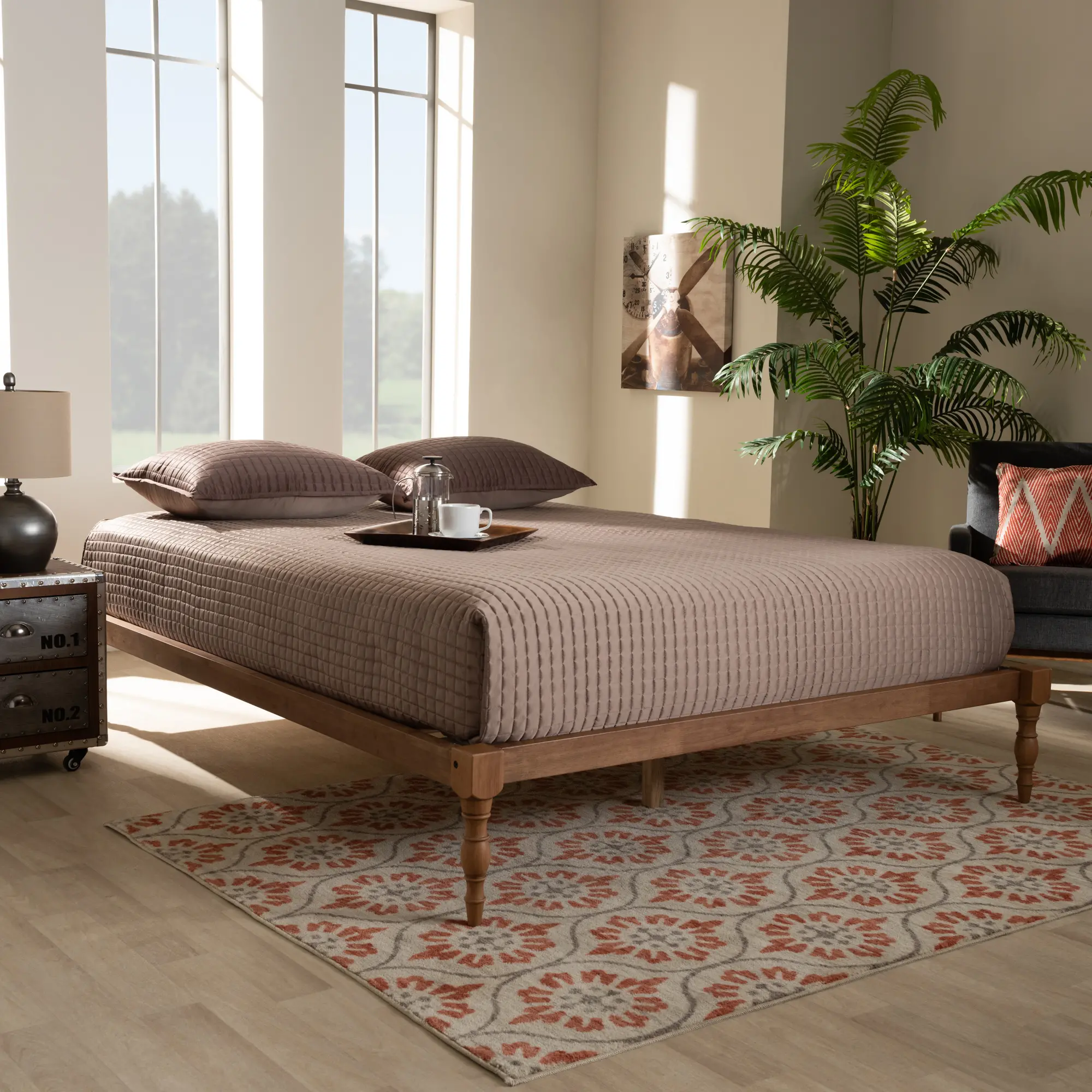 156-9471-RCW Iseline Ash Walnut Full Platform Bed with Turned Legs-2