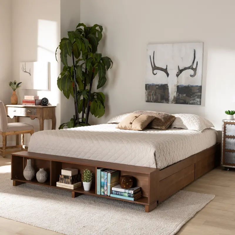 Arthur Ash Walnut Queen Platform Storage Bed