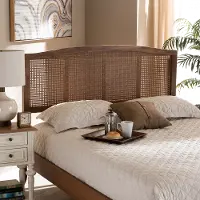 159-9809-RCW Marieke Ash Walnut Rattan Queen Headboard