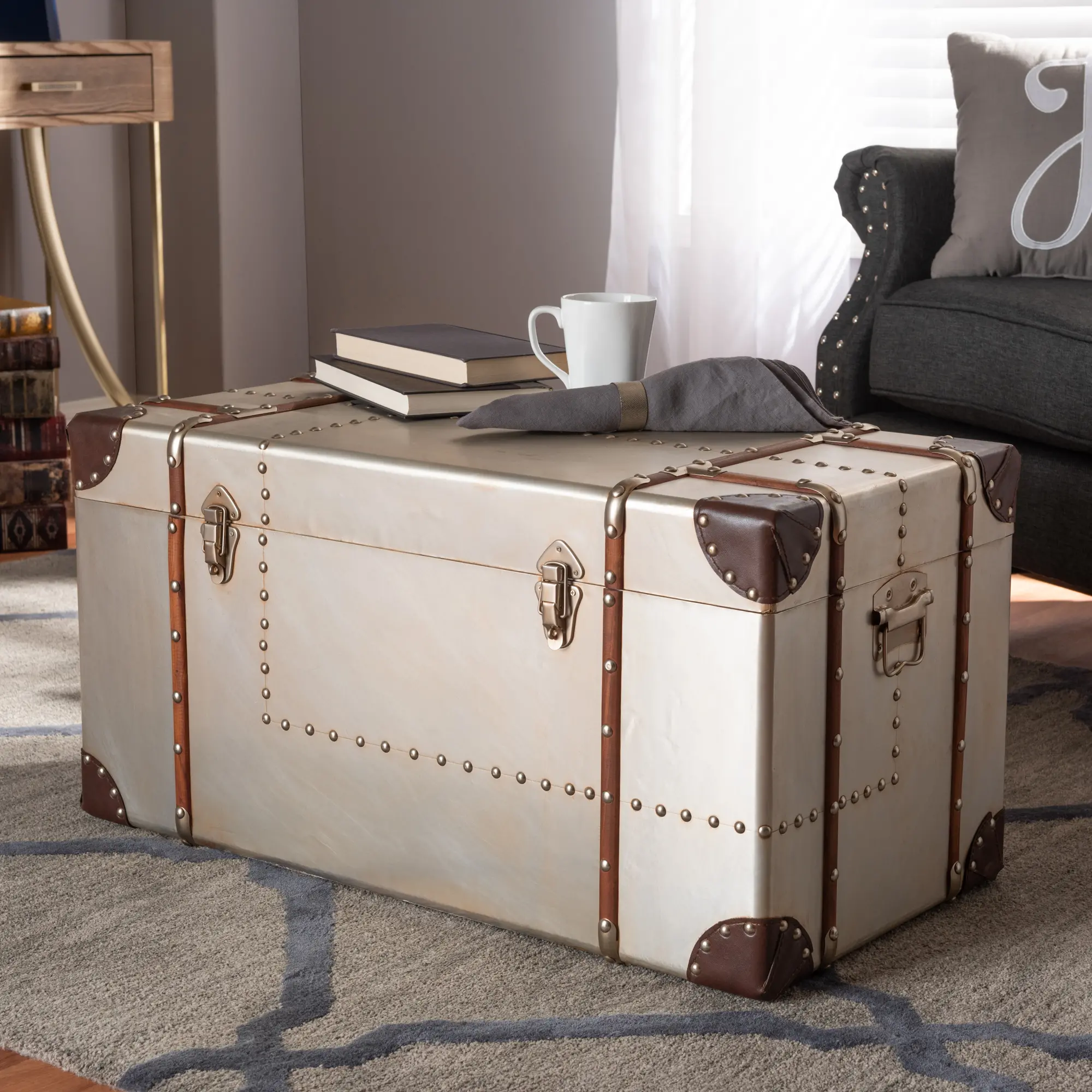 154-9188-RCW Bechet Industrial Silver Metal Storage Trunk-1