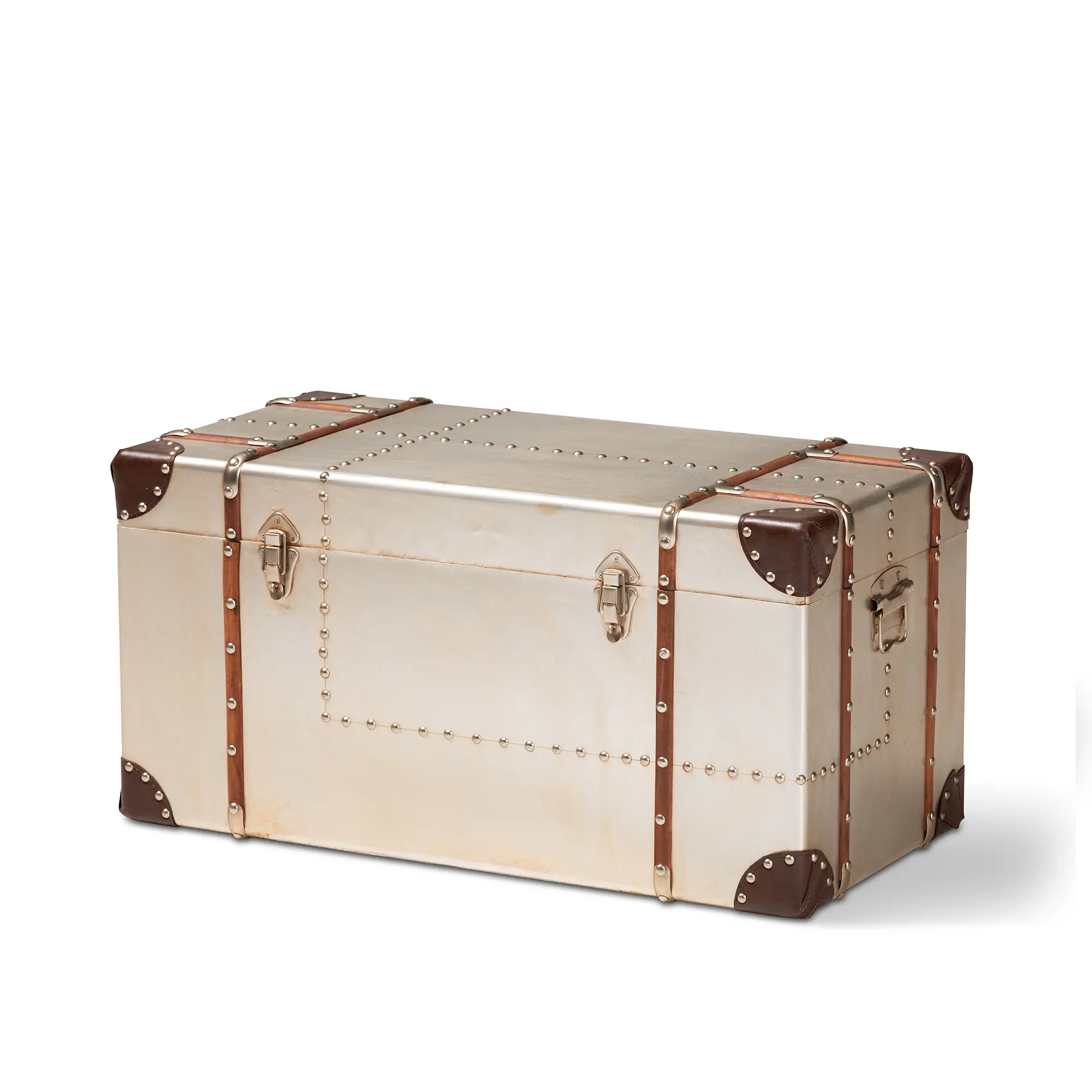 154-9188-RCW Bechet Industrial Silver Metal Storage Trunk-4