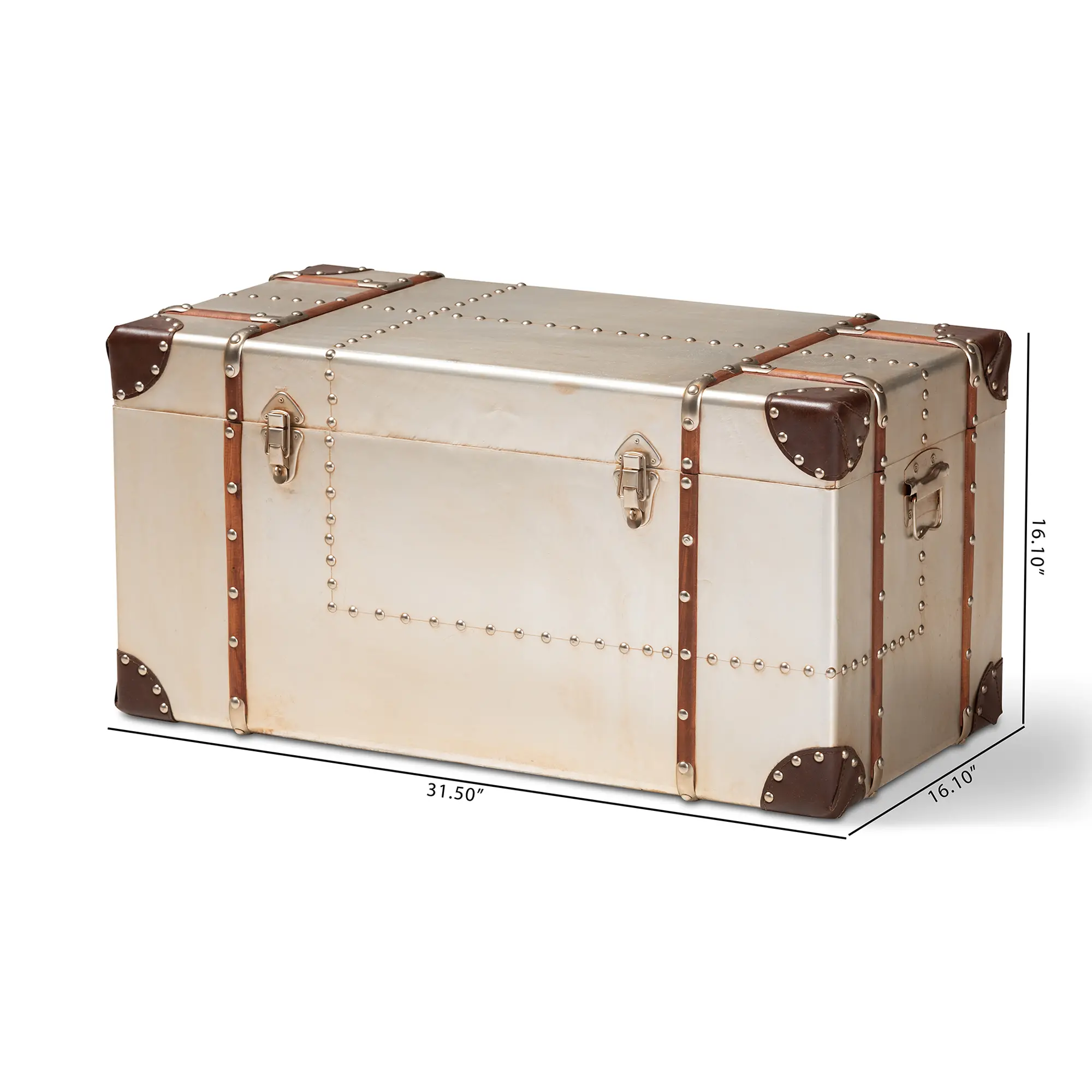 154-9188-RCW Bechet Industrial Silver Metal Storage Trunk-9