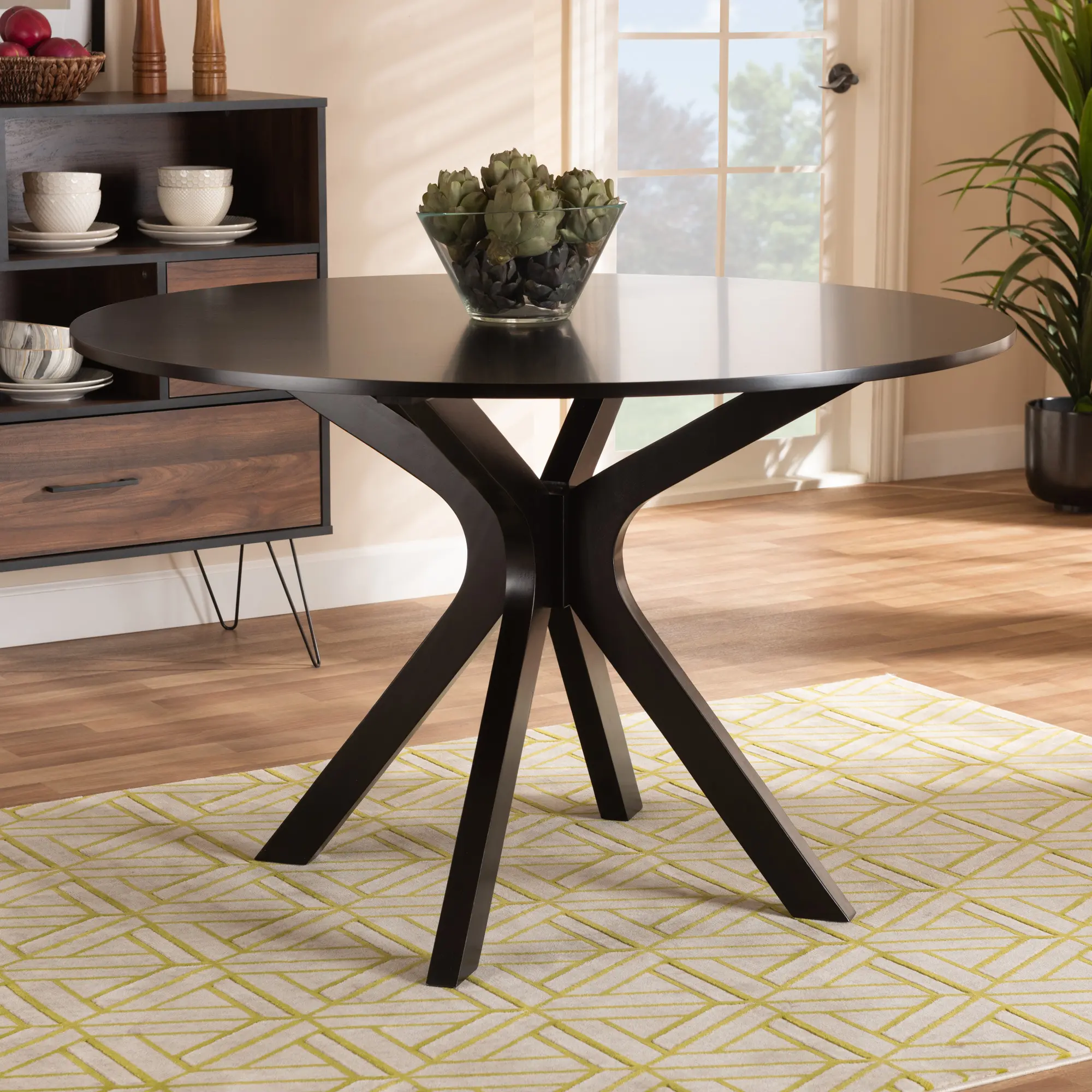 168-10894-RCW Kenji Dark Brown Round Dining Room Table-2