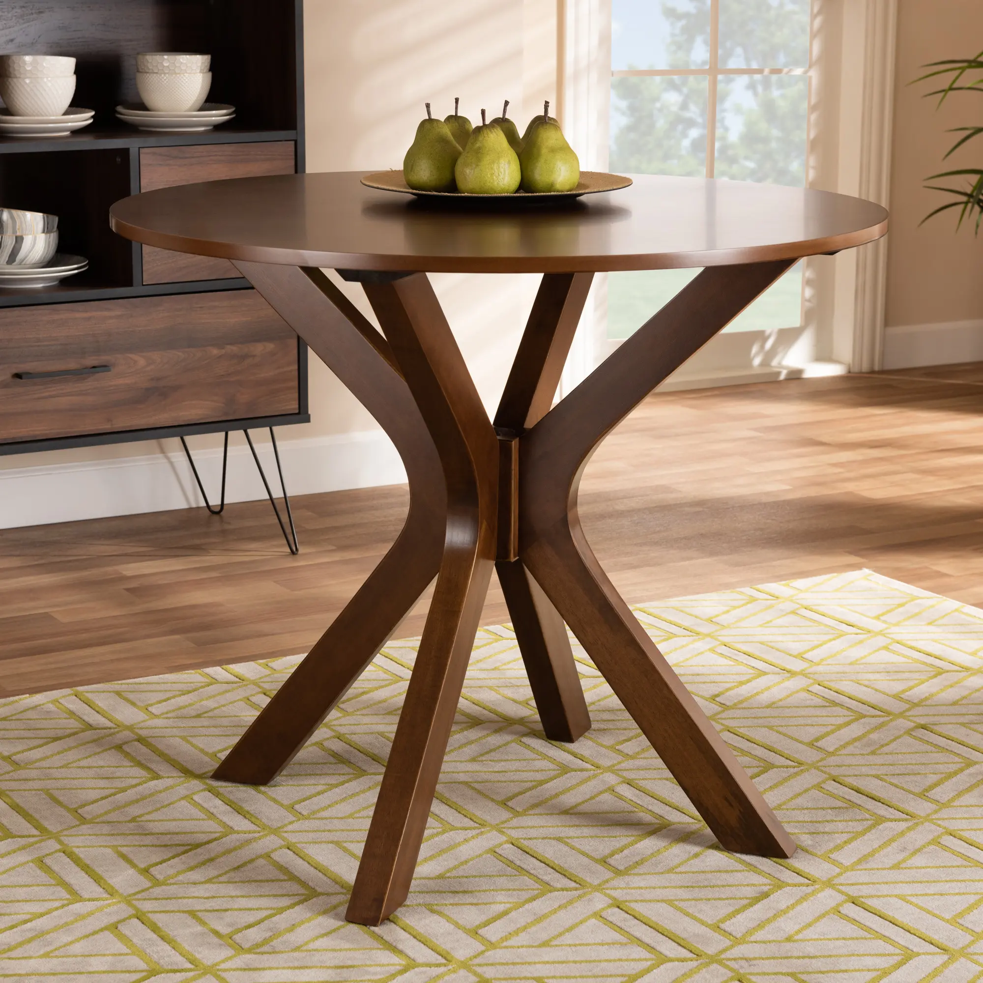 168-10891-RCW Baxton Studio Kenji Medium Brown Round Dining Room Table-3
