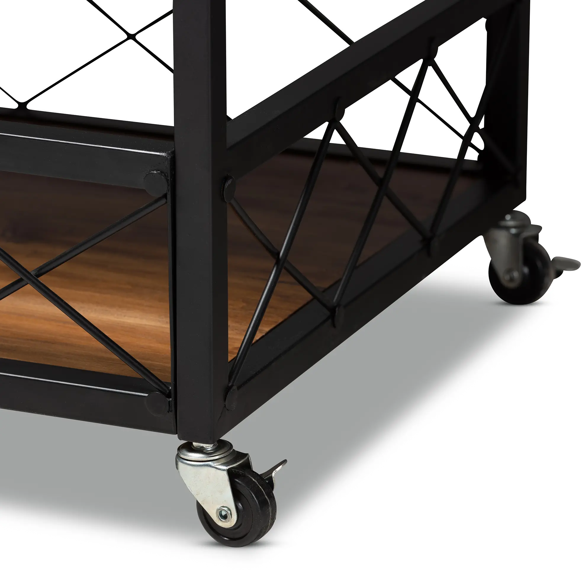 153-9040-RCW Capri Rustic Oak and Black Finished Metal Bar Cart-8