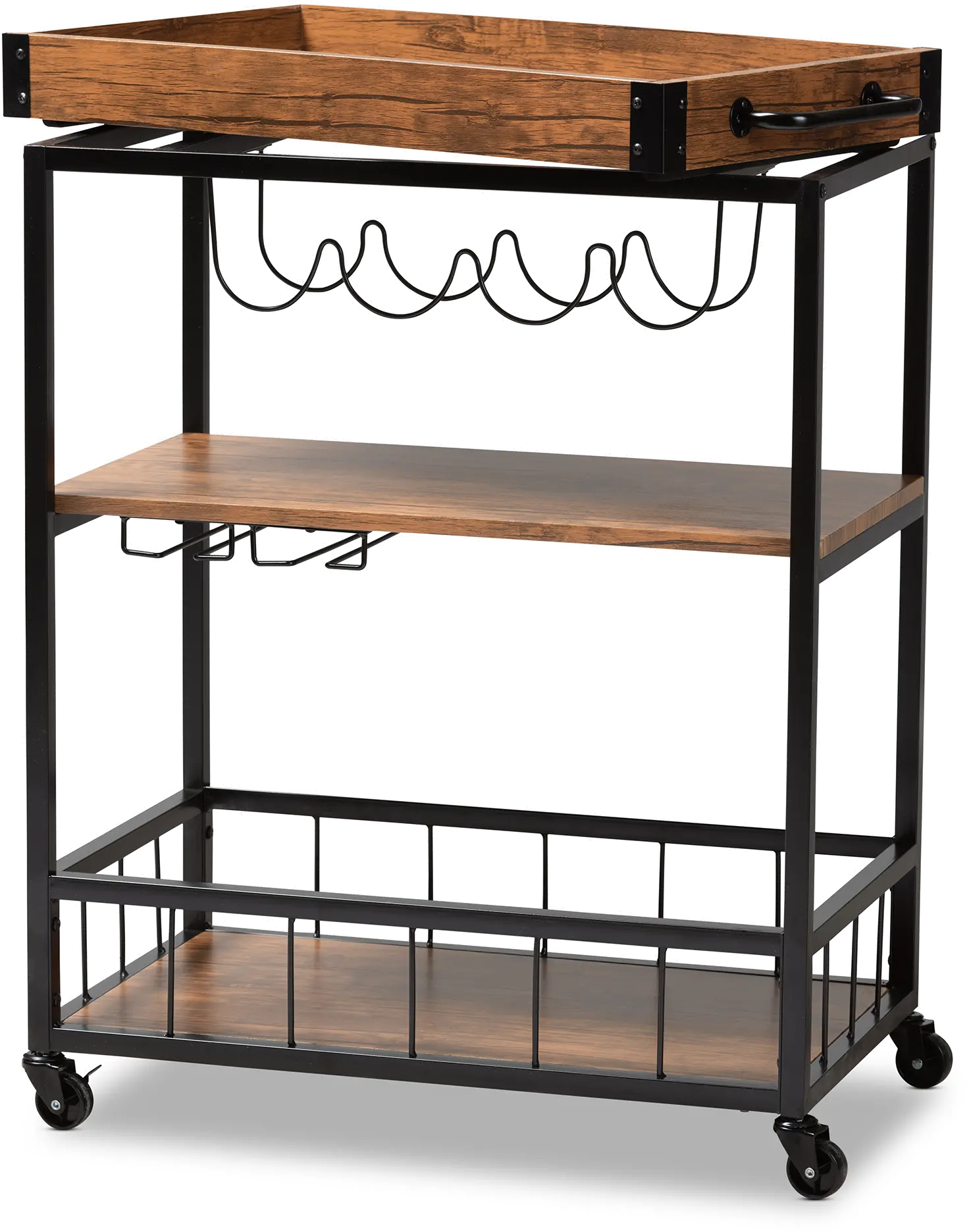 153-9039-RCW Cerne Rustic Oak and Black Metal Bar Cart-5