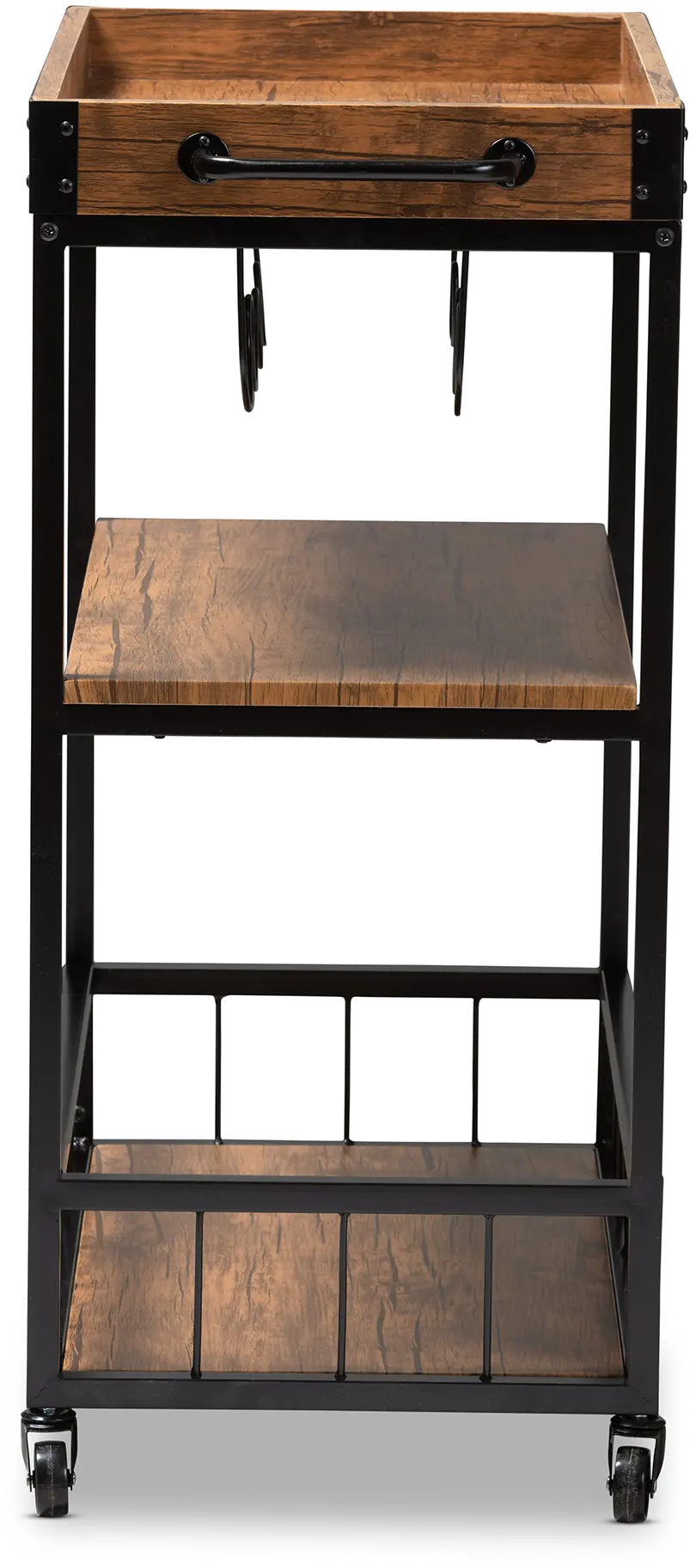153-9039-RCW Cerne Rustic Oak and Black Metal Bar Cart-7